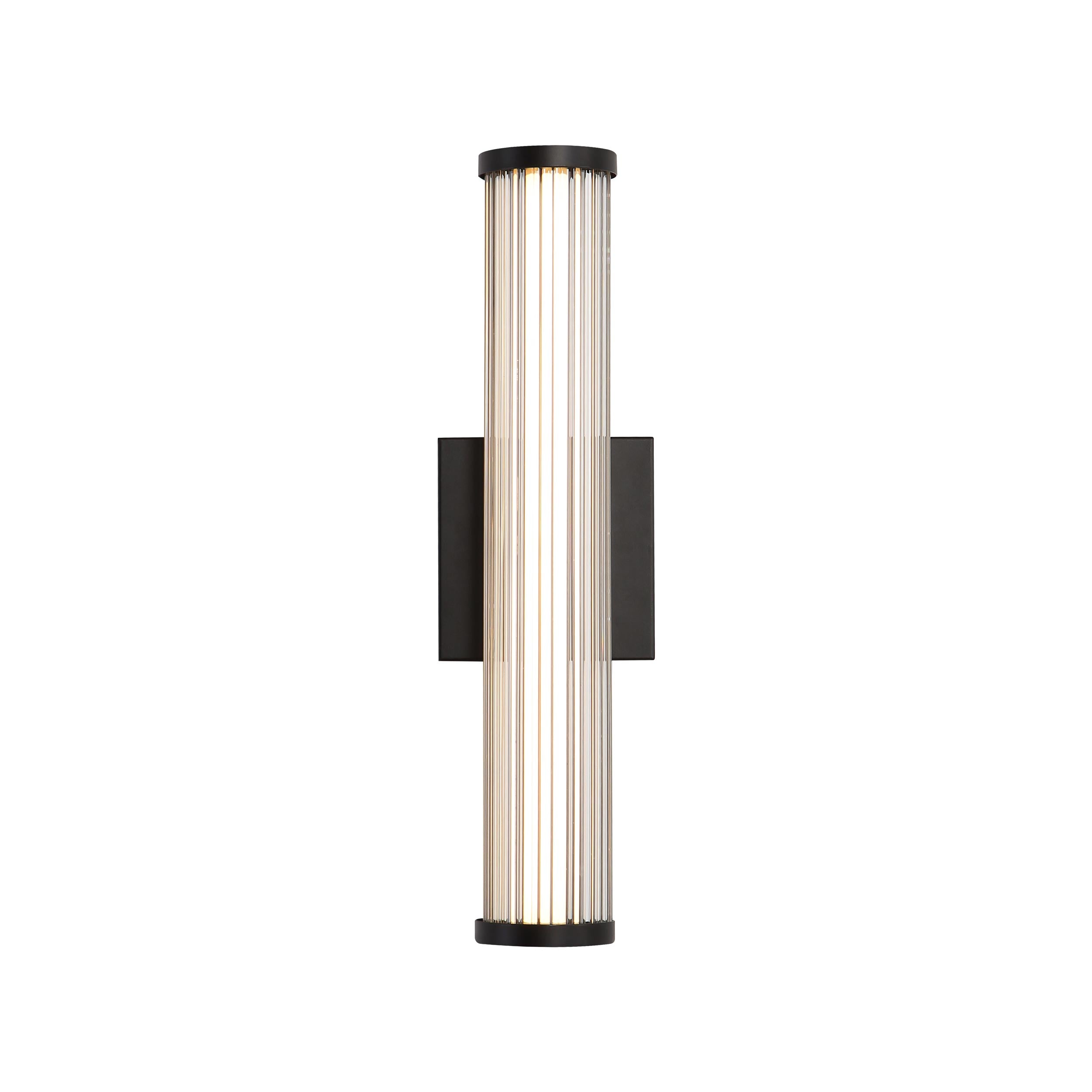 Rodara LED 17" Wall Sconce - Outdoor in Matte Black with Clear Glass Shade - - Golden Lighting