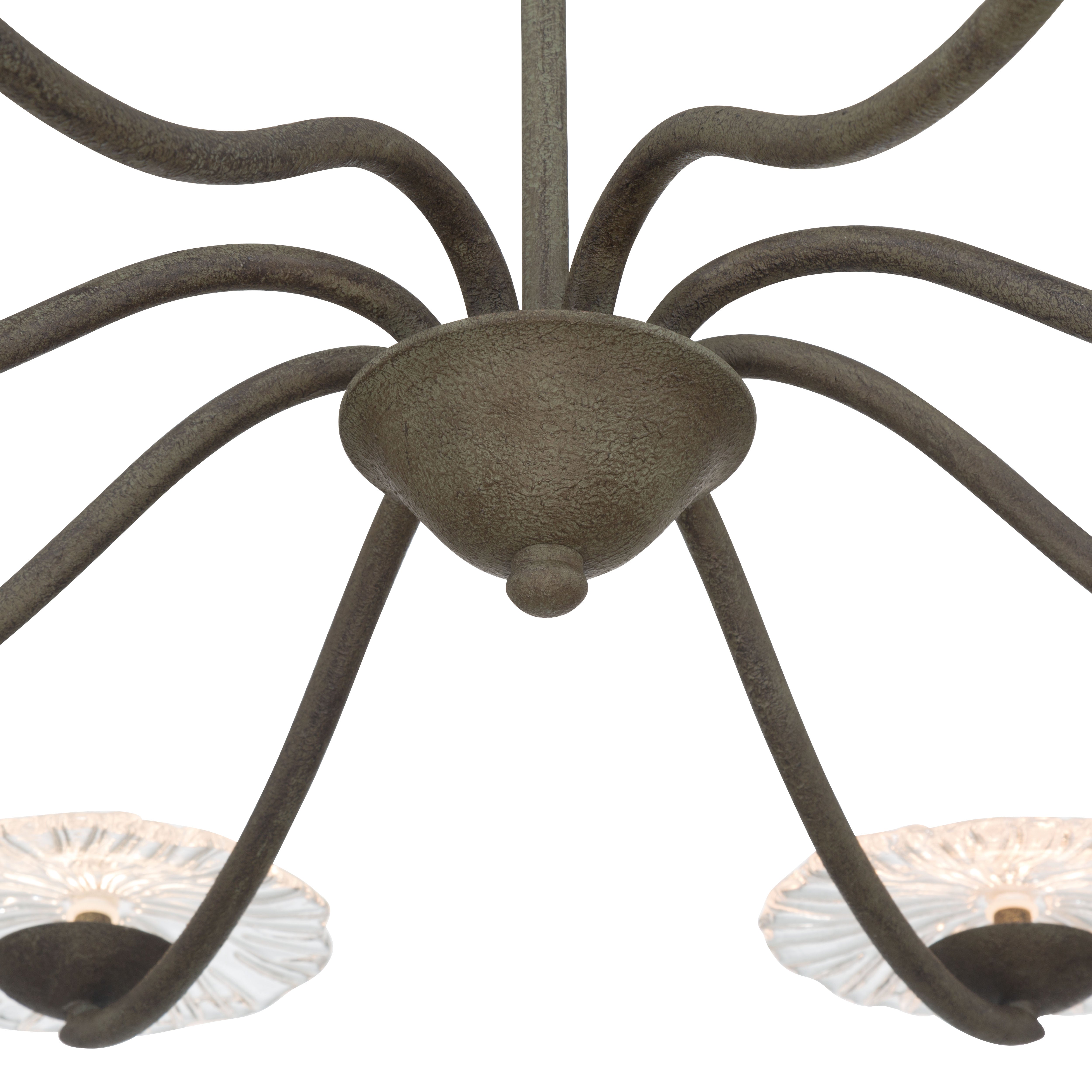 Golden Lighting Coral Bloom Integrated LED 31in Chandelier in Black Slate with Pressed Clear Glass - - Golden Lighting