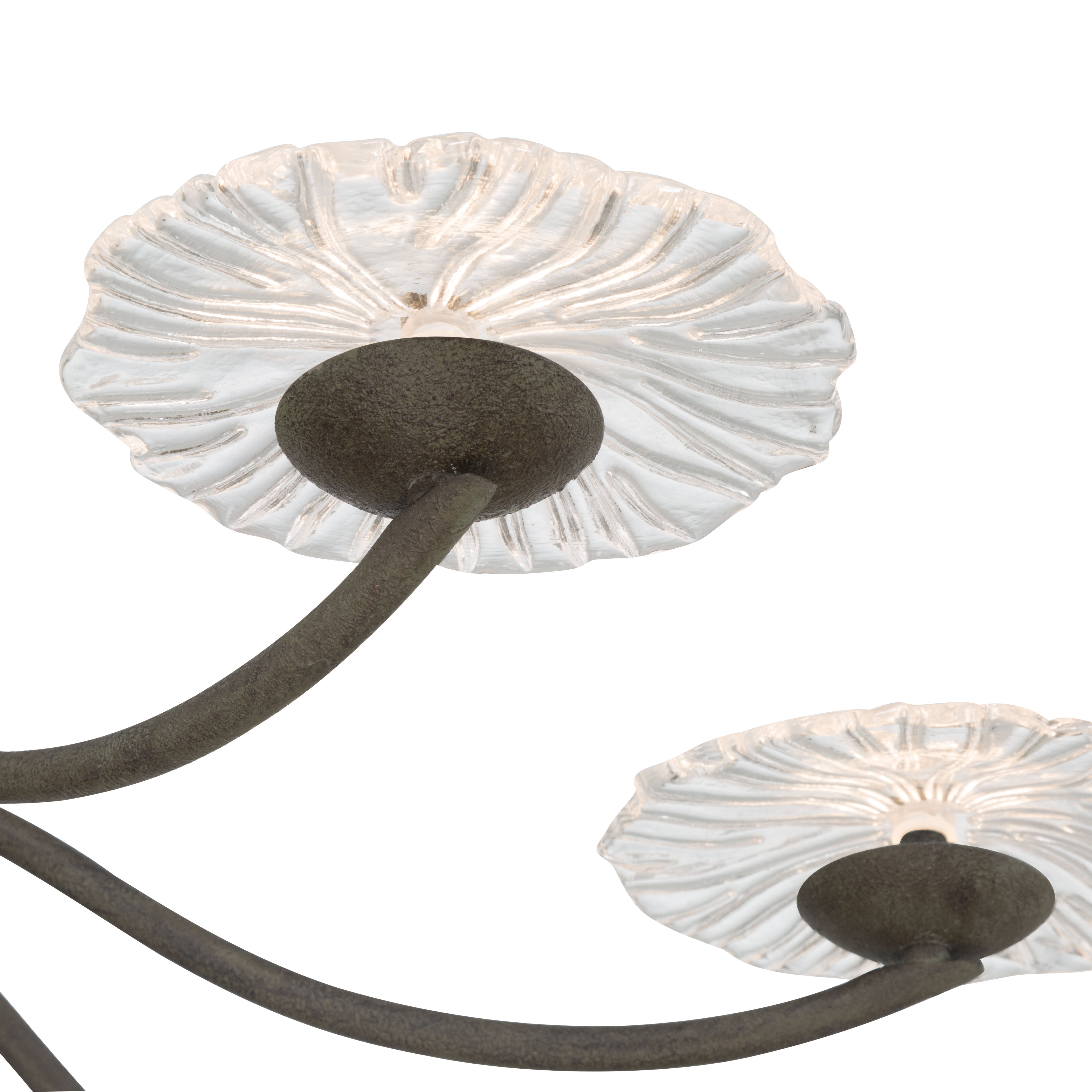 Golden Lighting Coral Bloom Integrated LED 31in Chandelier in Black Slate with Pressed Clear Glass - - Golden Lighting