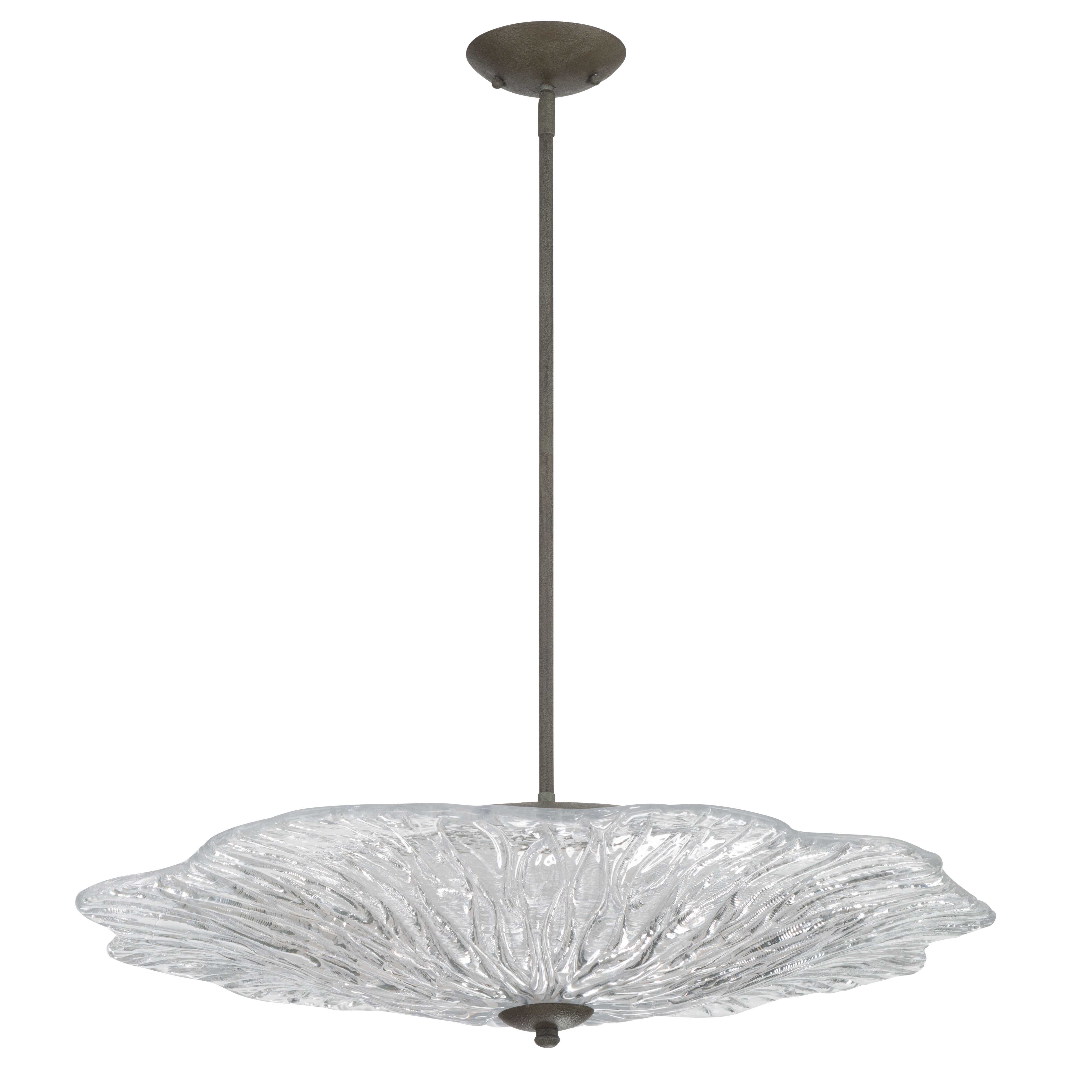 Golden Lighting Coral Bloom Integrated LED 31in Pendant in Black Slate with Pressed Clear Glass