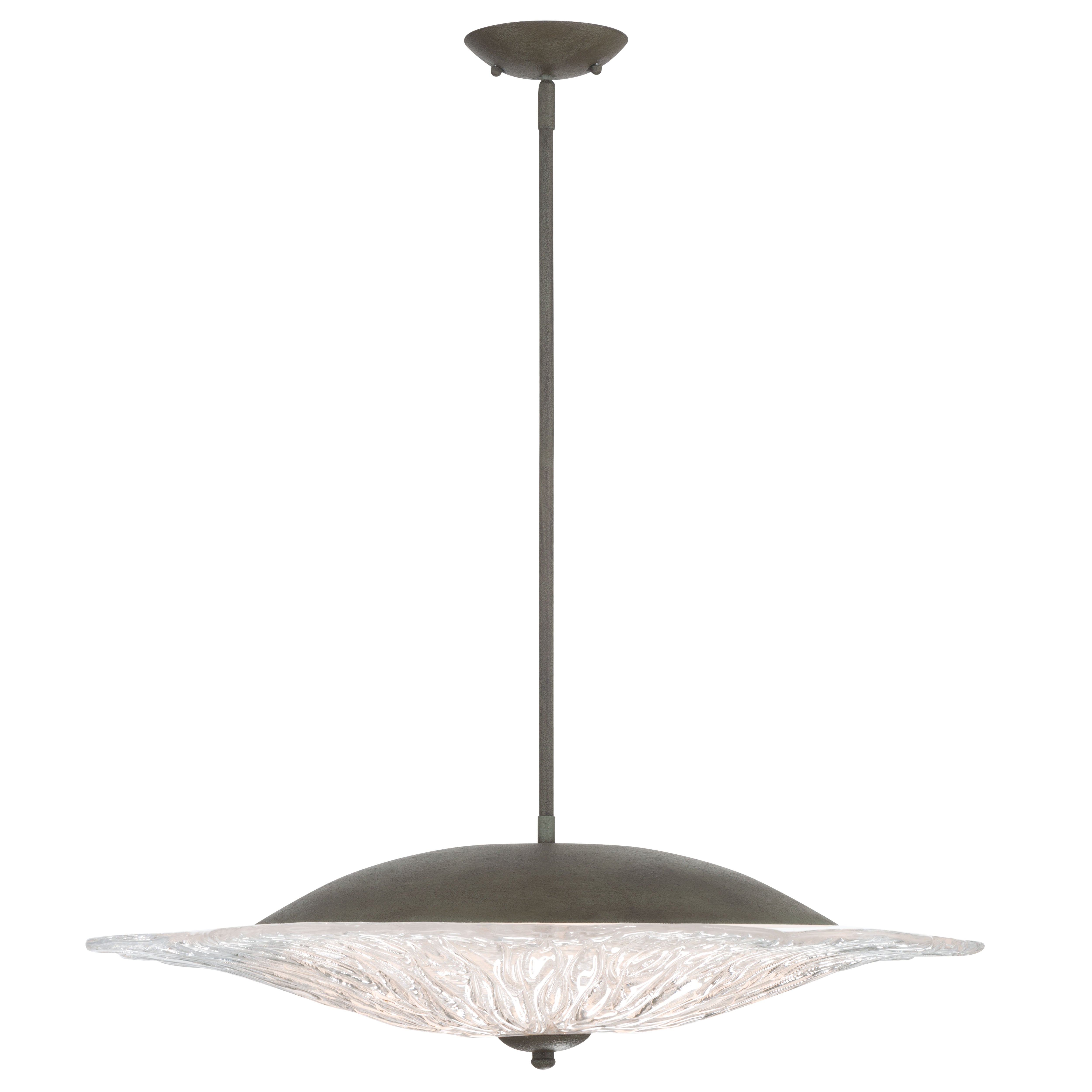 Golden Lighting Coral Bloom Integrated LED 31in Pendant in Black Slate with Pressed Clear Glass