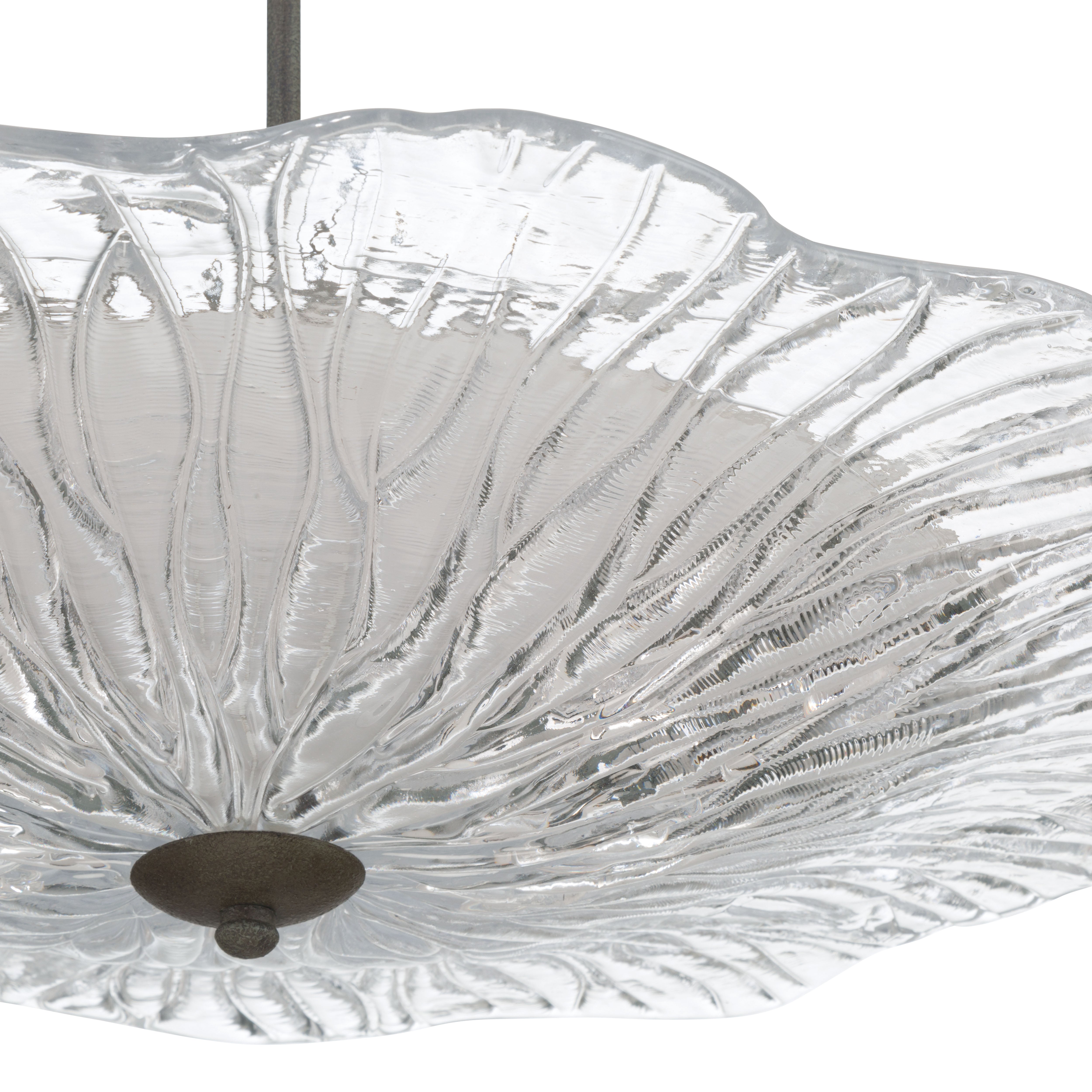 Golden Lighting Coral Bloom Integrated LED 31in Pendant in Black Slate with Pressed Clear Glass - - Golden Lighting