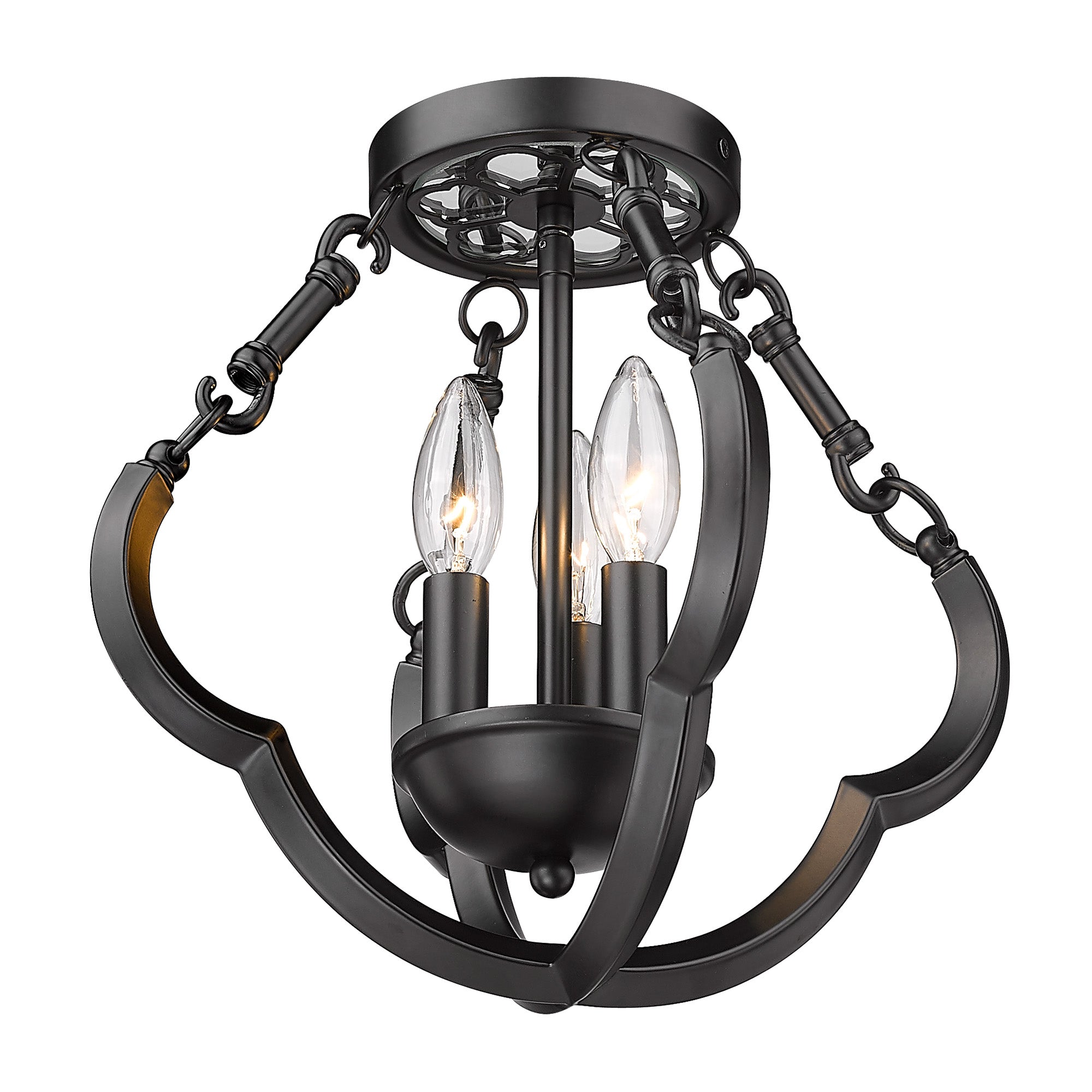 Saxon 3-light Semi-Flush Mount in Matte Black