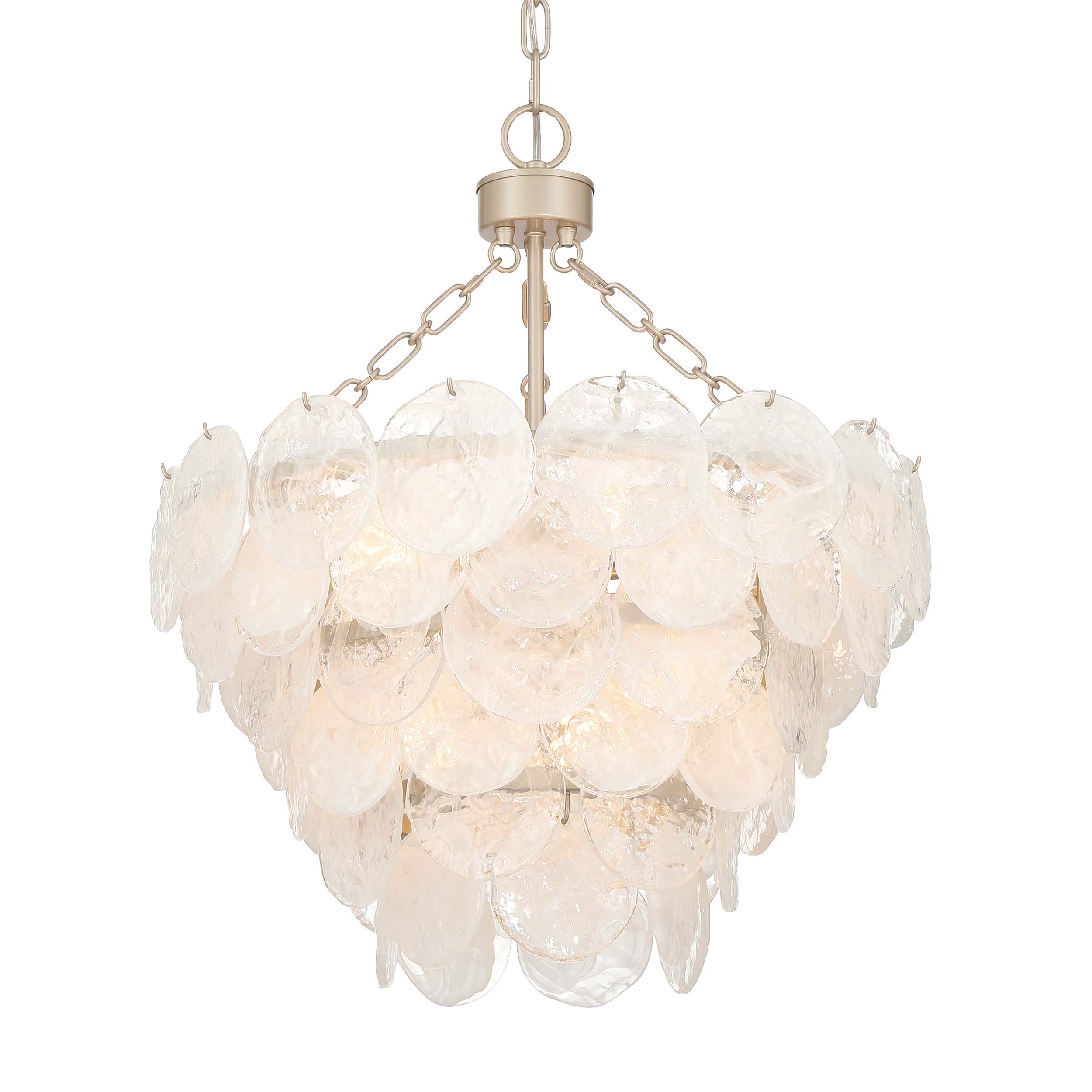 Yep by Golden Lighting Cascada 8-light Pendant in Aegean Silver and Cirrus Cloud Glass - - Golden Lighting