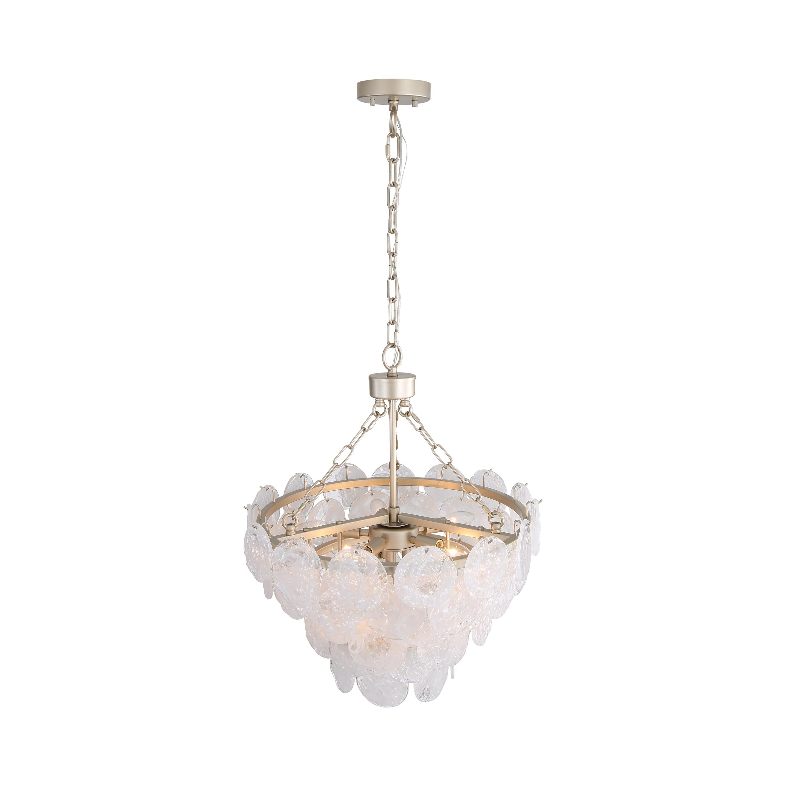 Yep by Golden Lighting Cascada 8-light Pendant in Aegean Silver and Cirrus Cloud Glass - - Golden Lighting