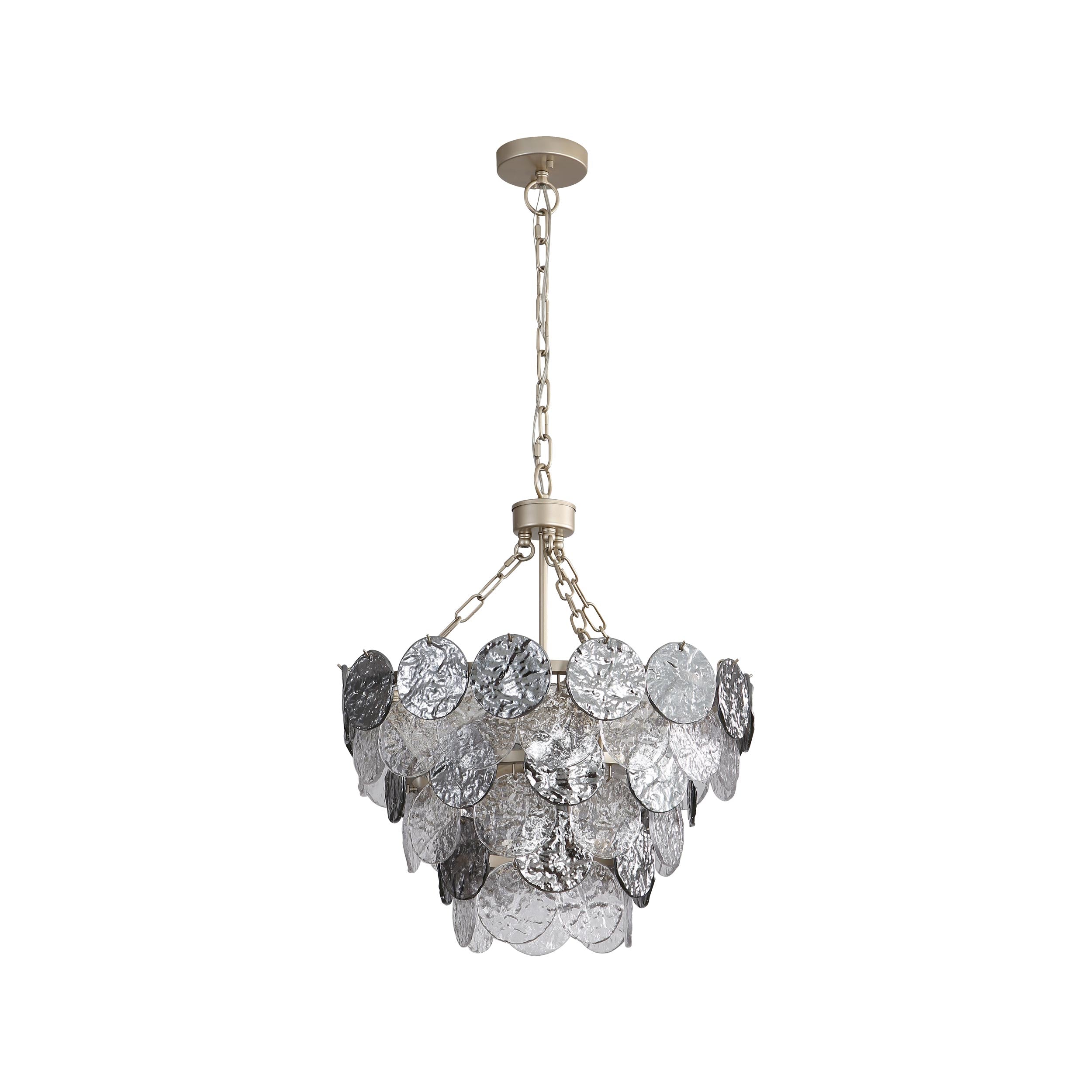 Yep by Golden Lighting Cascada 8-light Pendant in Aegean Silver and Smoke Plated Glass - - Golden Lighting