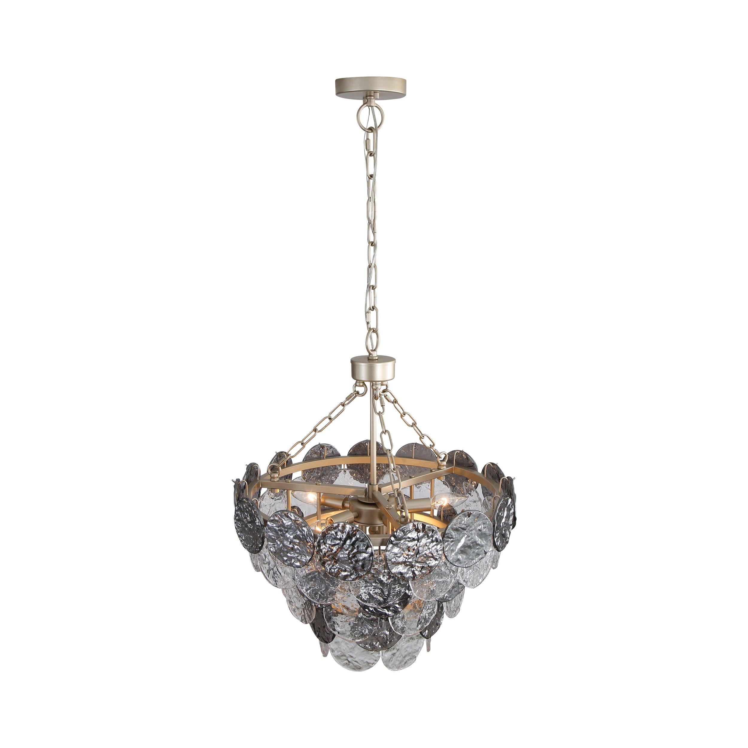 Yep by Golden Lighting Cascada 8-light Pendant in Aegean Silver and Smoke Plated Glass - - Golden Lighting
