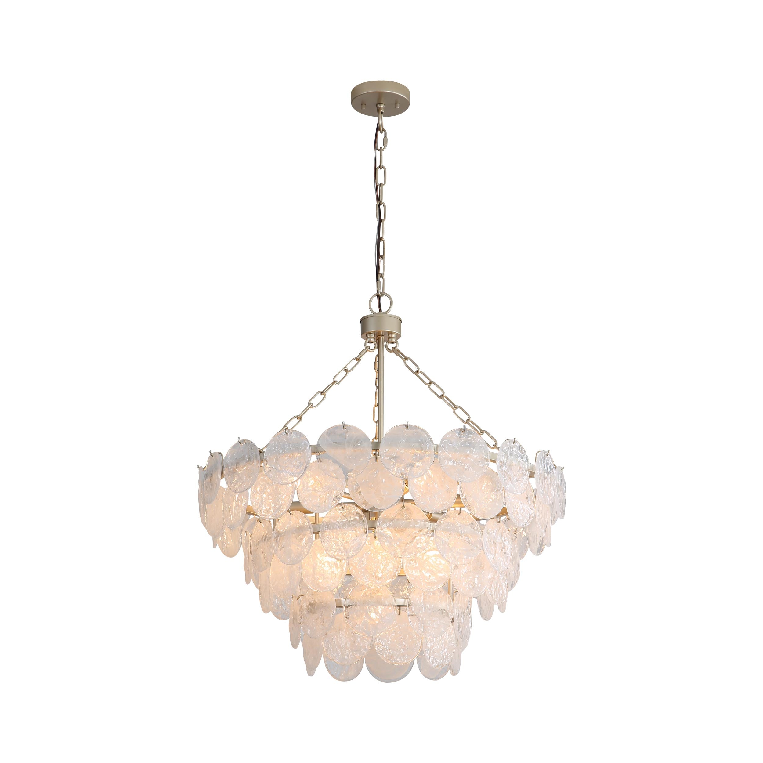 Yep by Golden Lighting Cascada 11-light Pendant in Aegean Silver and Cirrus Cloud Glass - - Golden Lighting