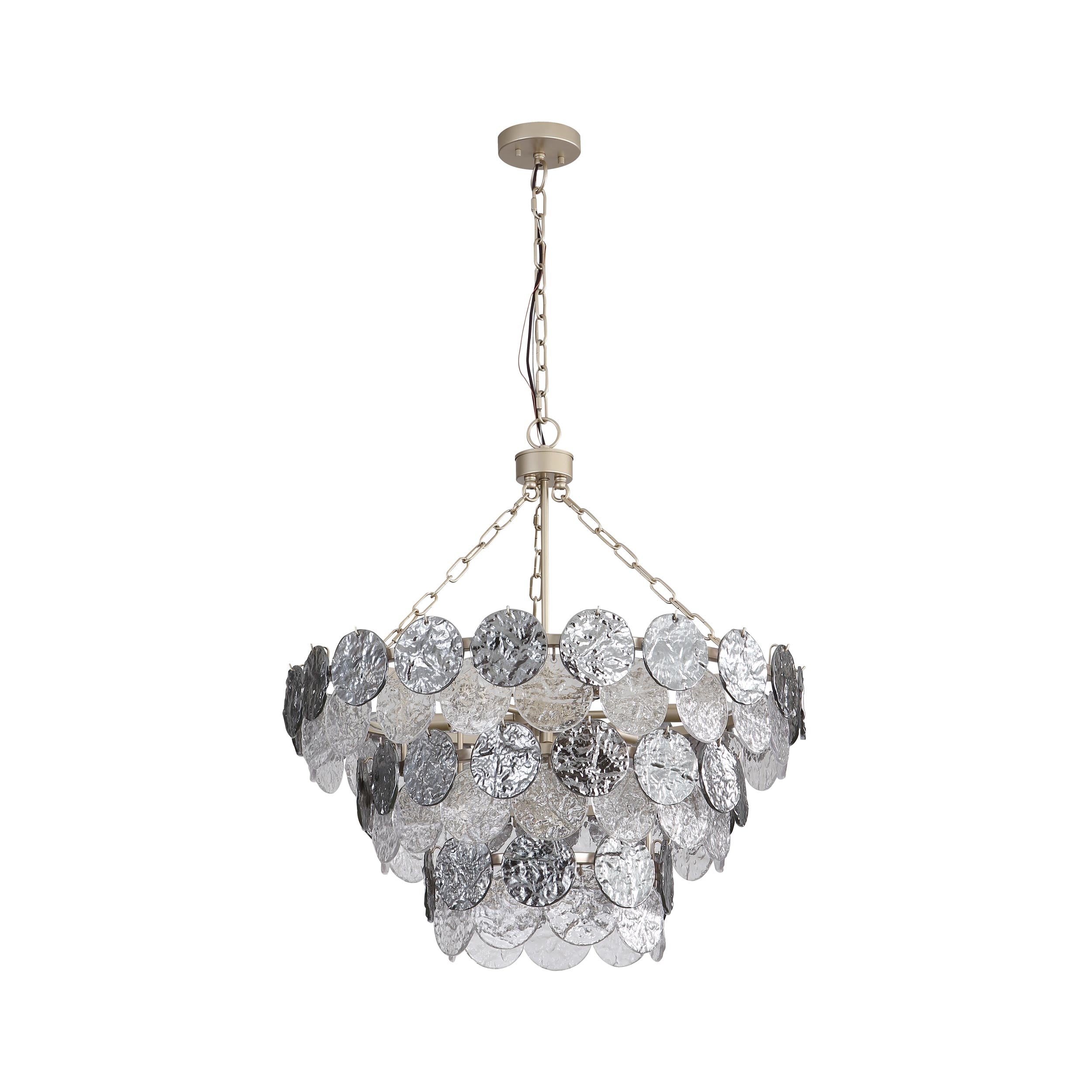Yep by Golden Lighting Cascada 11-light Pendant in Aegean Silver and Smoke Plated Glass - - Golden Lighting