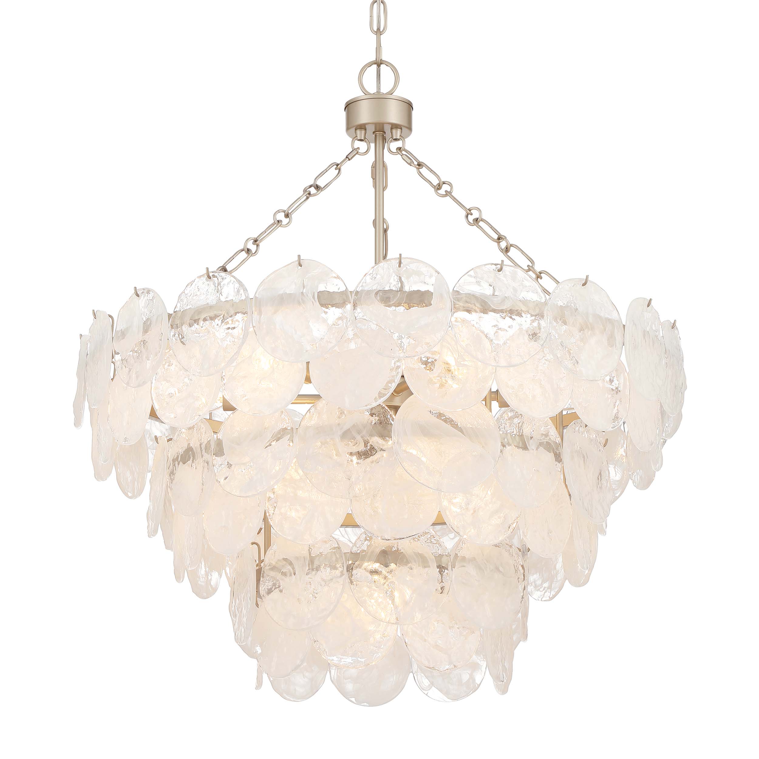 Yep by Golden Lighting Cascada 11-light Pendant in Aegean Silver and Cirrus Cloud Glass
