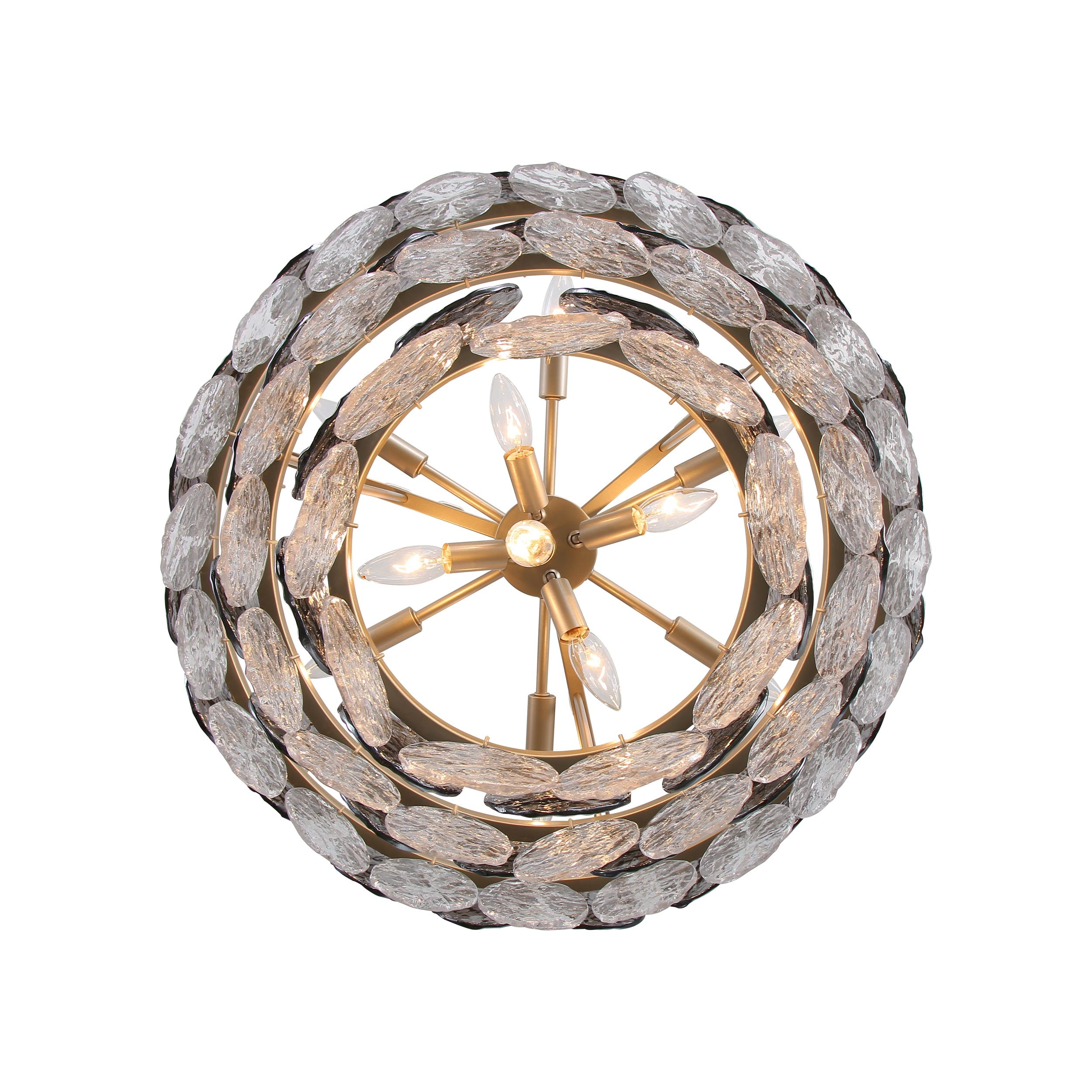 Yep by Golden Lighting Cascada 11-light Pendant in Aegean Silver and Smoke Plated Glass