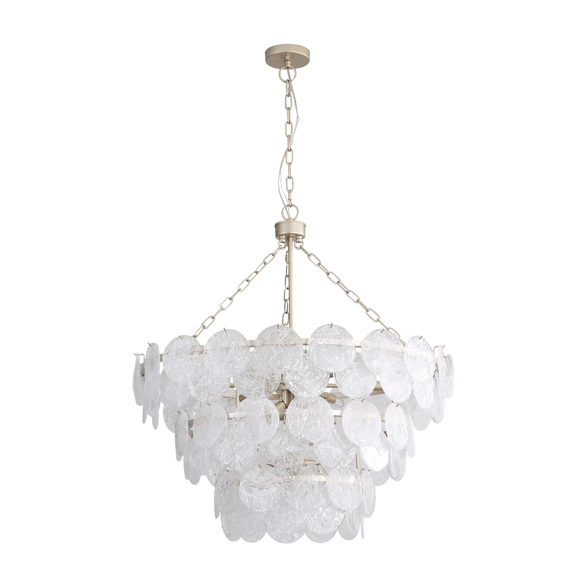 Yep by Golden Lighting Cascada 13-light Pendant in Aegean Silver and Cirrus Cloud Glass - - Golden Lighting