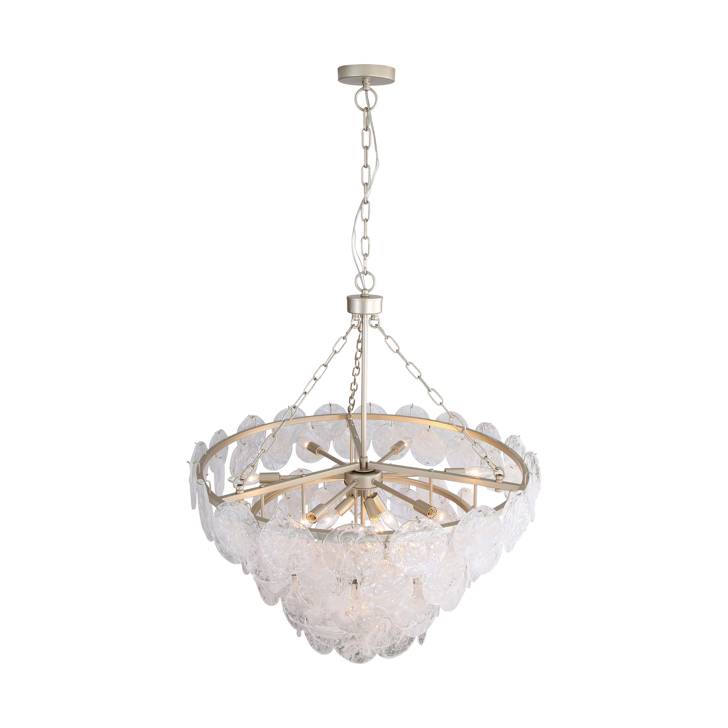 Yep by Golden Lighting Cascada 13-light Pendant in Aegean Silver and Cirrus Cloud Glass - - Golden Lighting