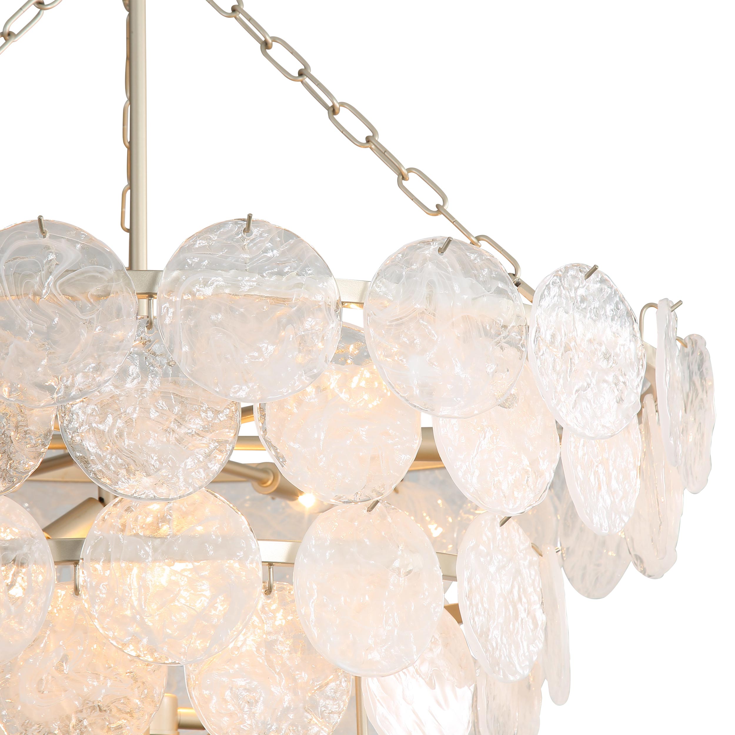 Yep by Golden Lighting Cascada 13-light Pendant in Aegean Silver and Cirrus Cloud Glass - - Golden Lighting