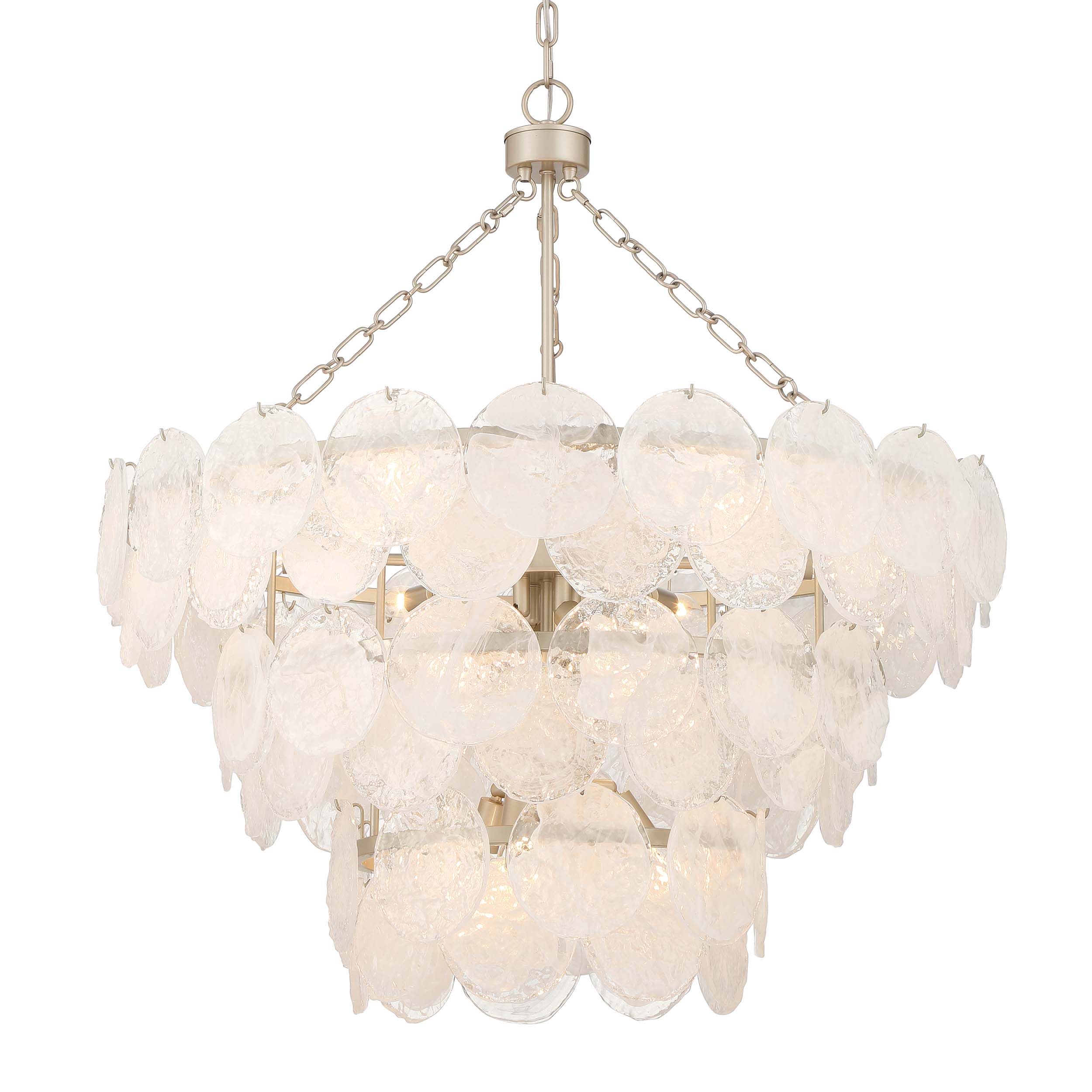 Yep by Golden Lighting Cascada 13-light Pendant in Aegean Silver and Cirrus Cloud Glass