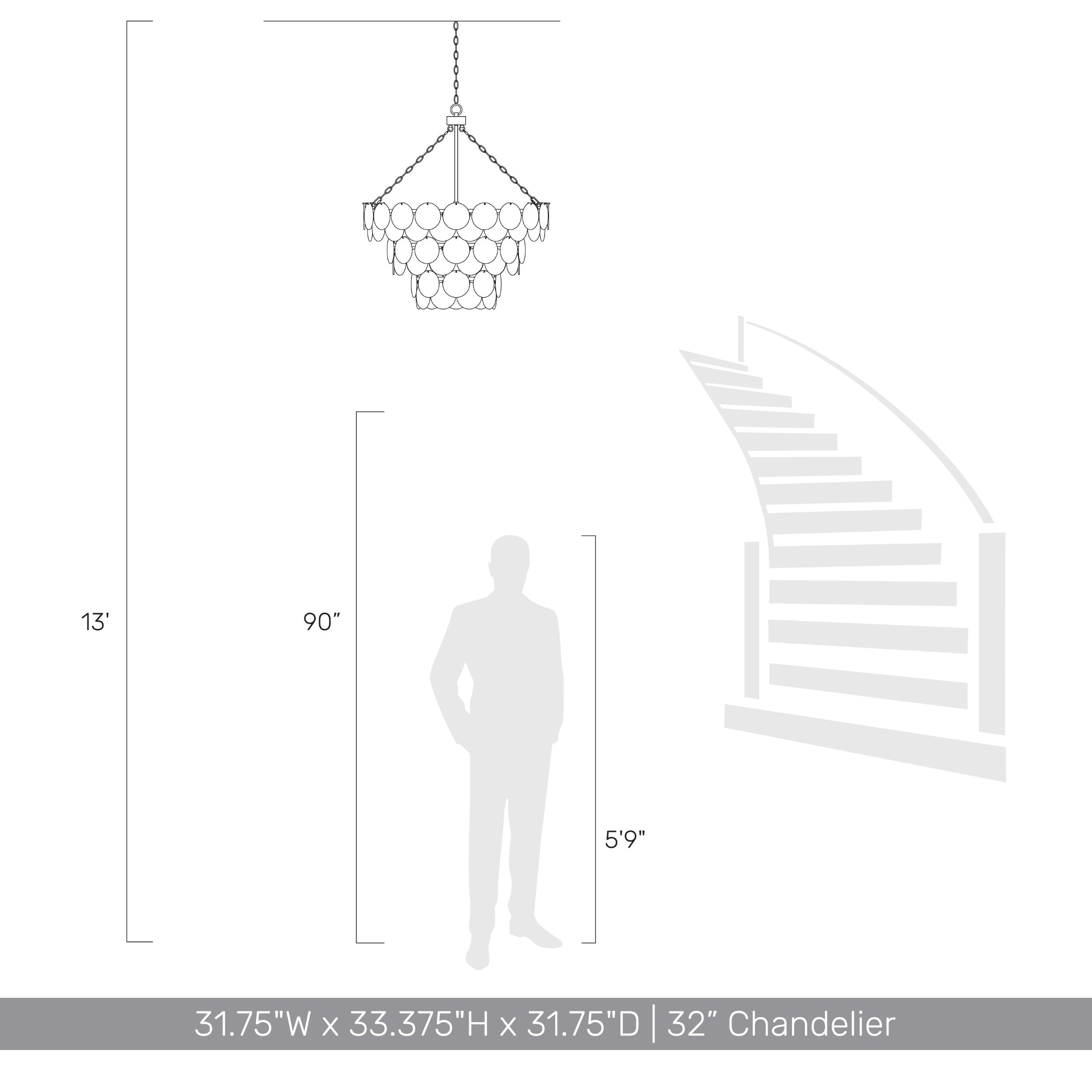 Yep by Golden Lighting Cascada 13-light Pendant in Aegean Silver and Cirrus Cloud Glass - - Golden Lighting