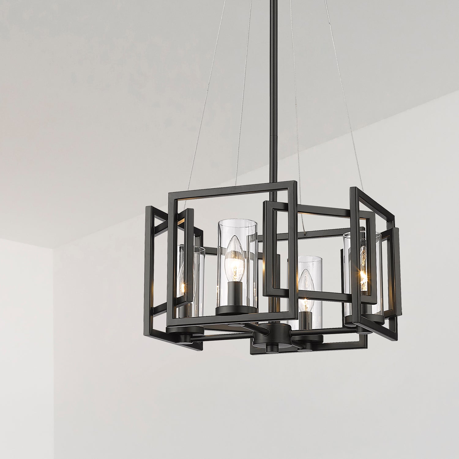 Golden Lighting Marco 4-light Pendant in Matte Black - - Golden Lighting