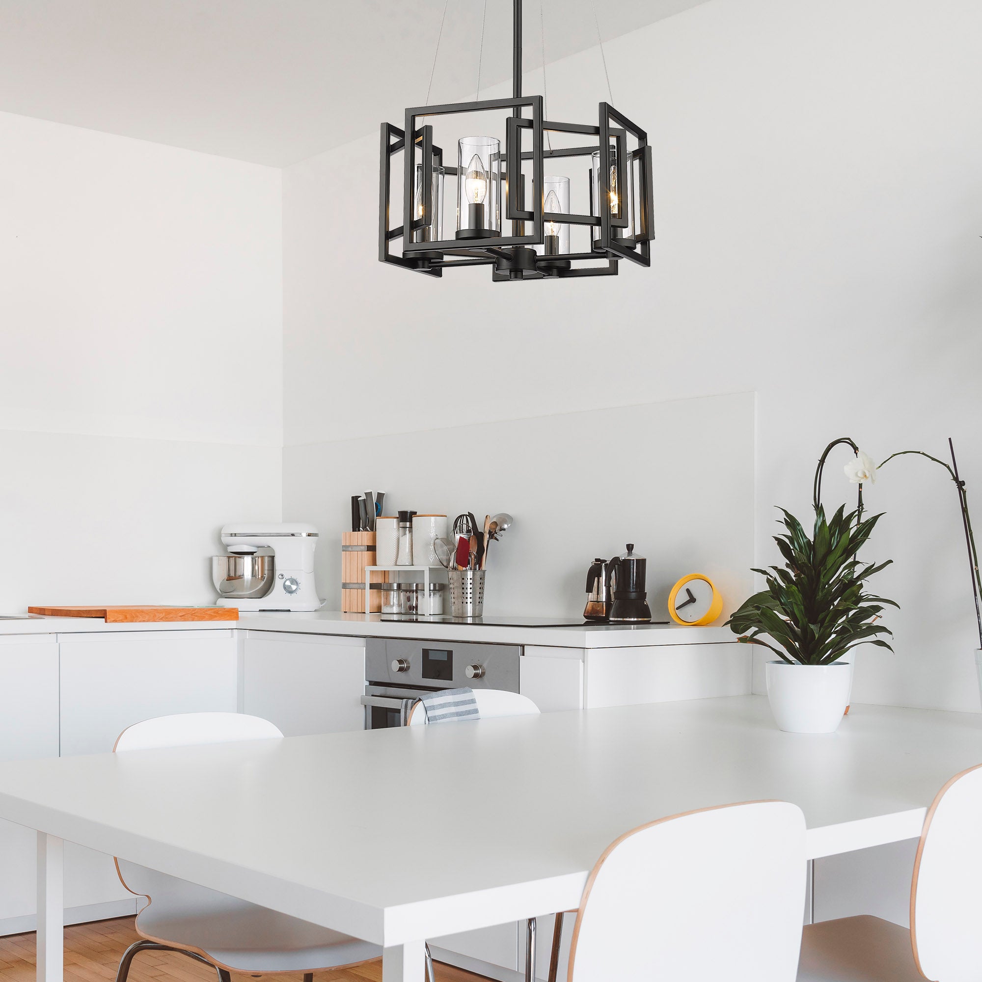 Marco 4 Light Pendant in Matte Black - Default Title - Golden Lighting
