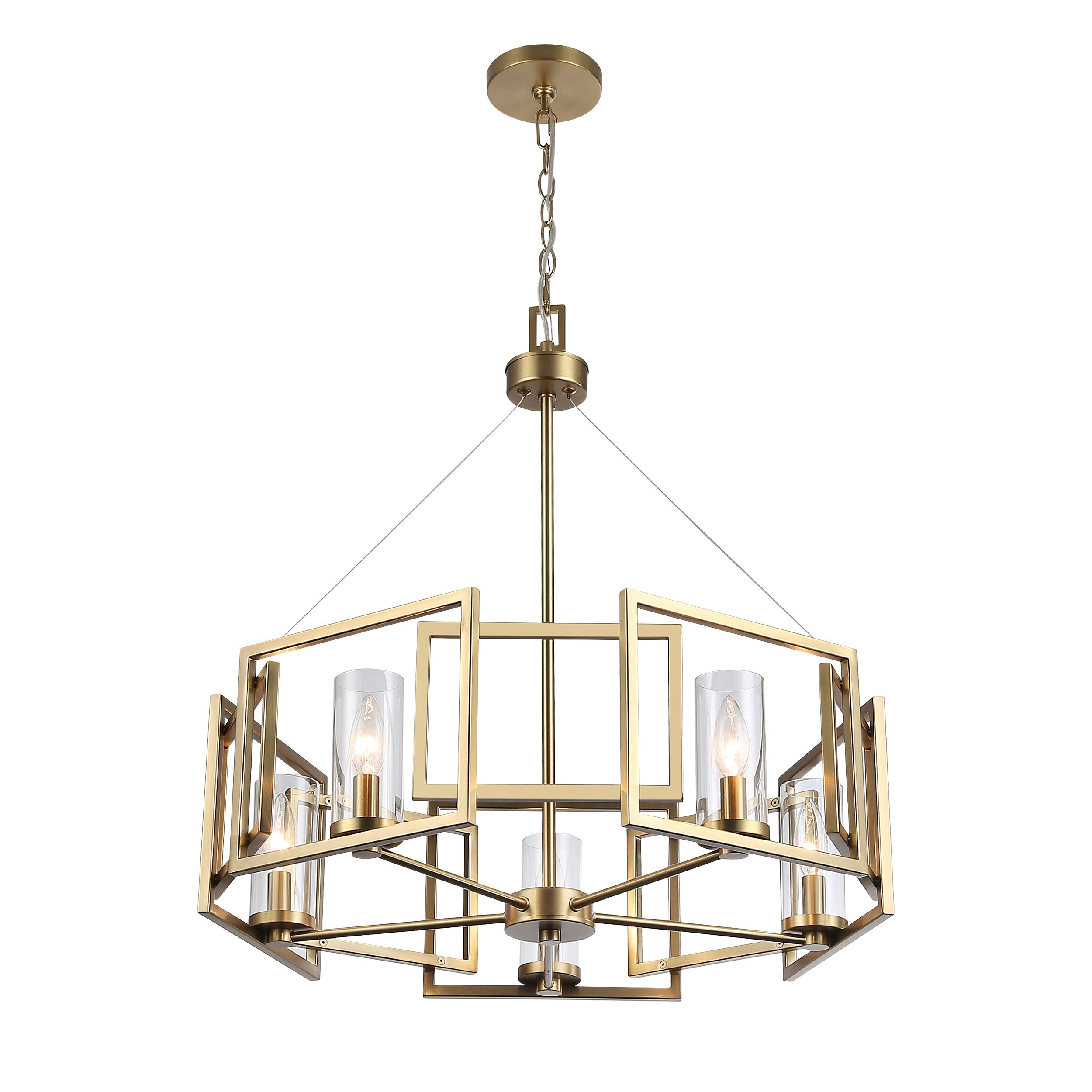 Marco 5-Light Chandelier in Brushed Champagne Bronze with Clear Glass - Default Title - Golden Lighting