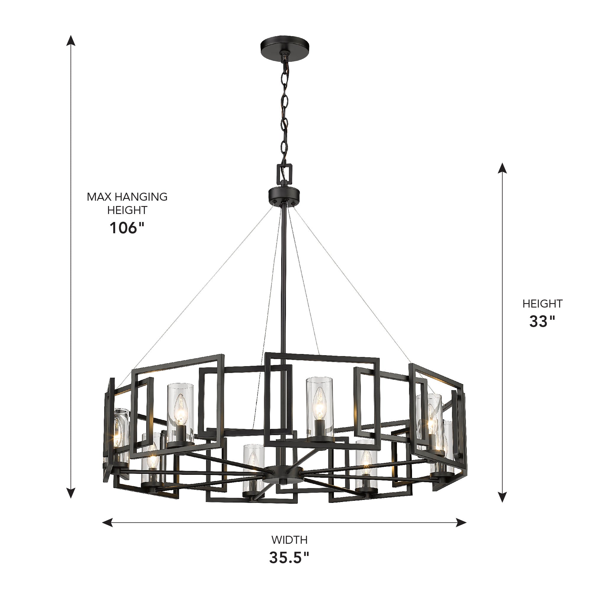 Golden Lighting Marco 8-light Chandelier in Matte Black - - Golden Lighting