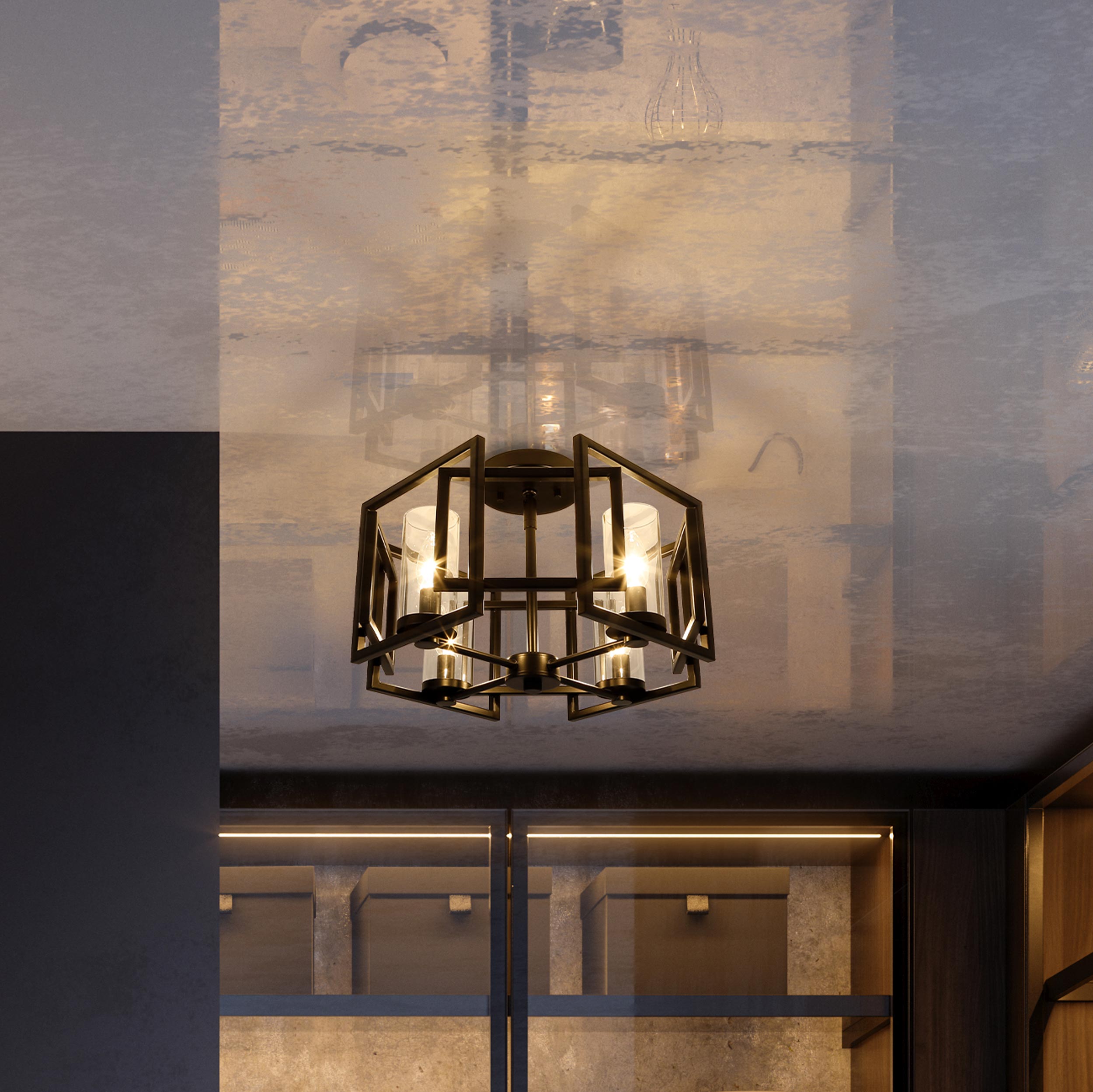 Golden Lighting Marco 4-light Flush Mount in Matte Black - - Golden Lighting