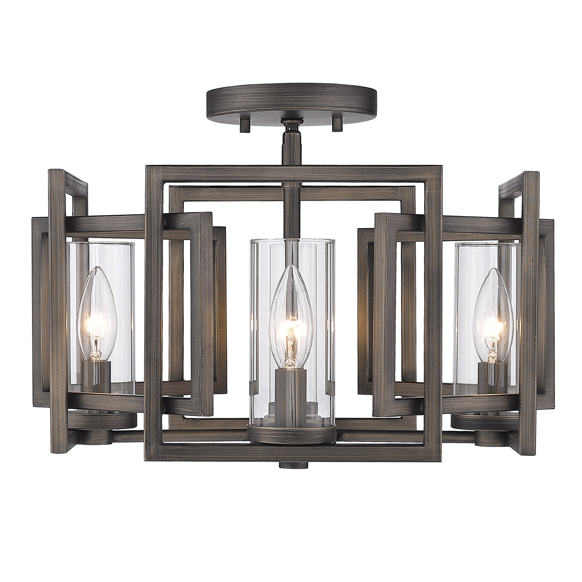 Marco Flush Mount in Gunmetal Bronze - Default Title - Golden Lighting