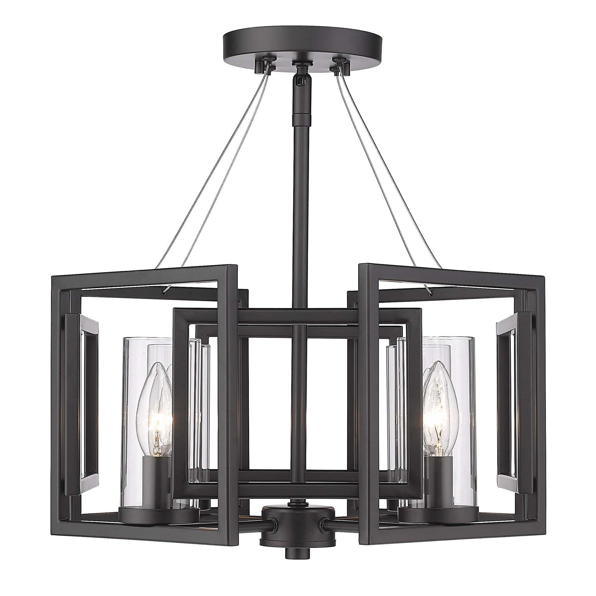 Golden Lighting Marco 4-light Semi-Flush Mount in Matte Black - - Golden Lighting