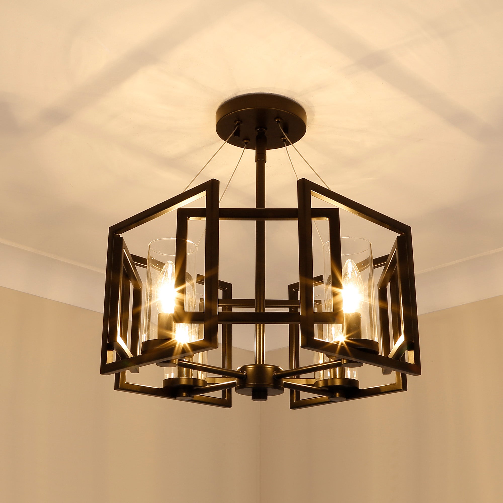 Golden Lighting Marco 4-light Semi-Flush Mount in Matte Black - - Golden Lighting