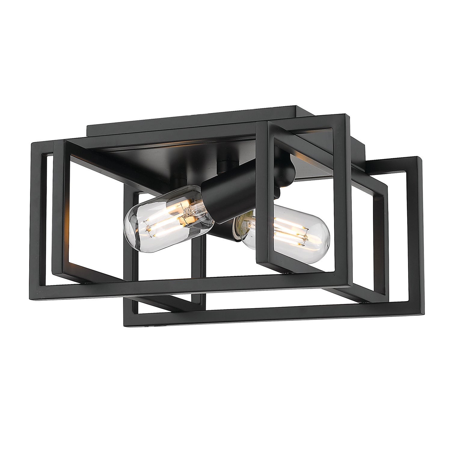 Golden Lighting Tribeca 2-light Flush Mount in Matte Black - Default Title - Golden Lighting