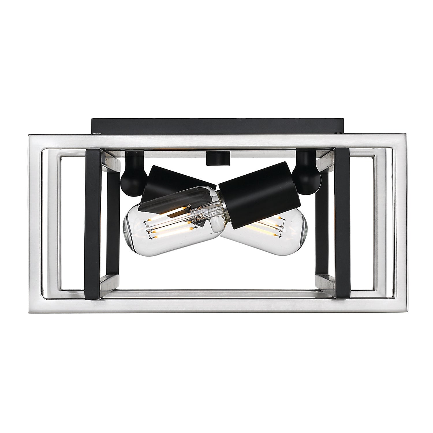 Golden Lighting Tribeca 2-light Flush Mount in Matte Black and Pewter Accents - - Golden Lighting