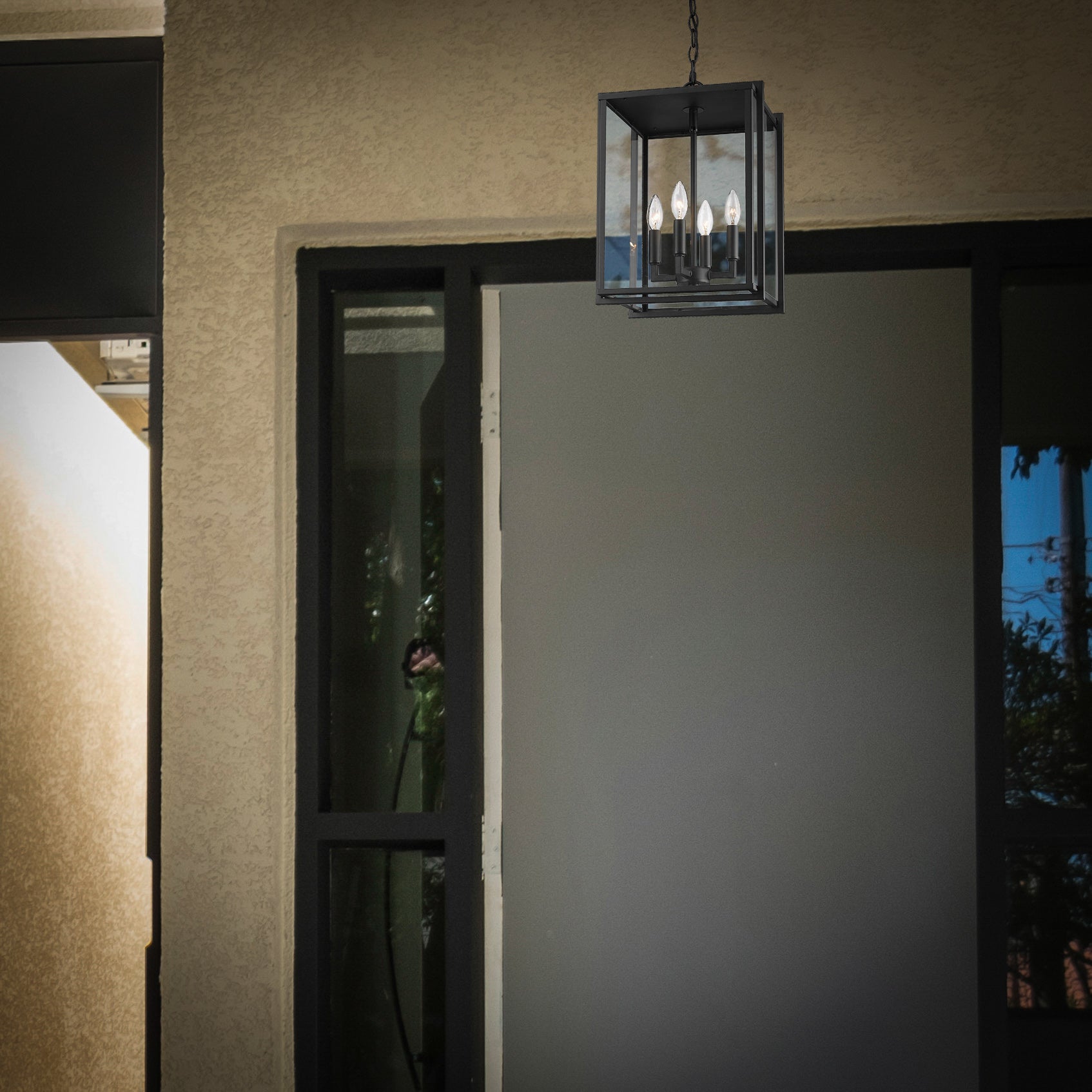 Golden Lighting Tribeca 4-light Outdoor Pendant in Natural Black