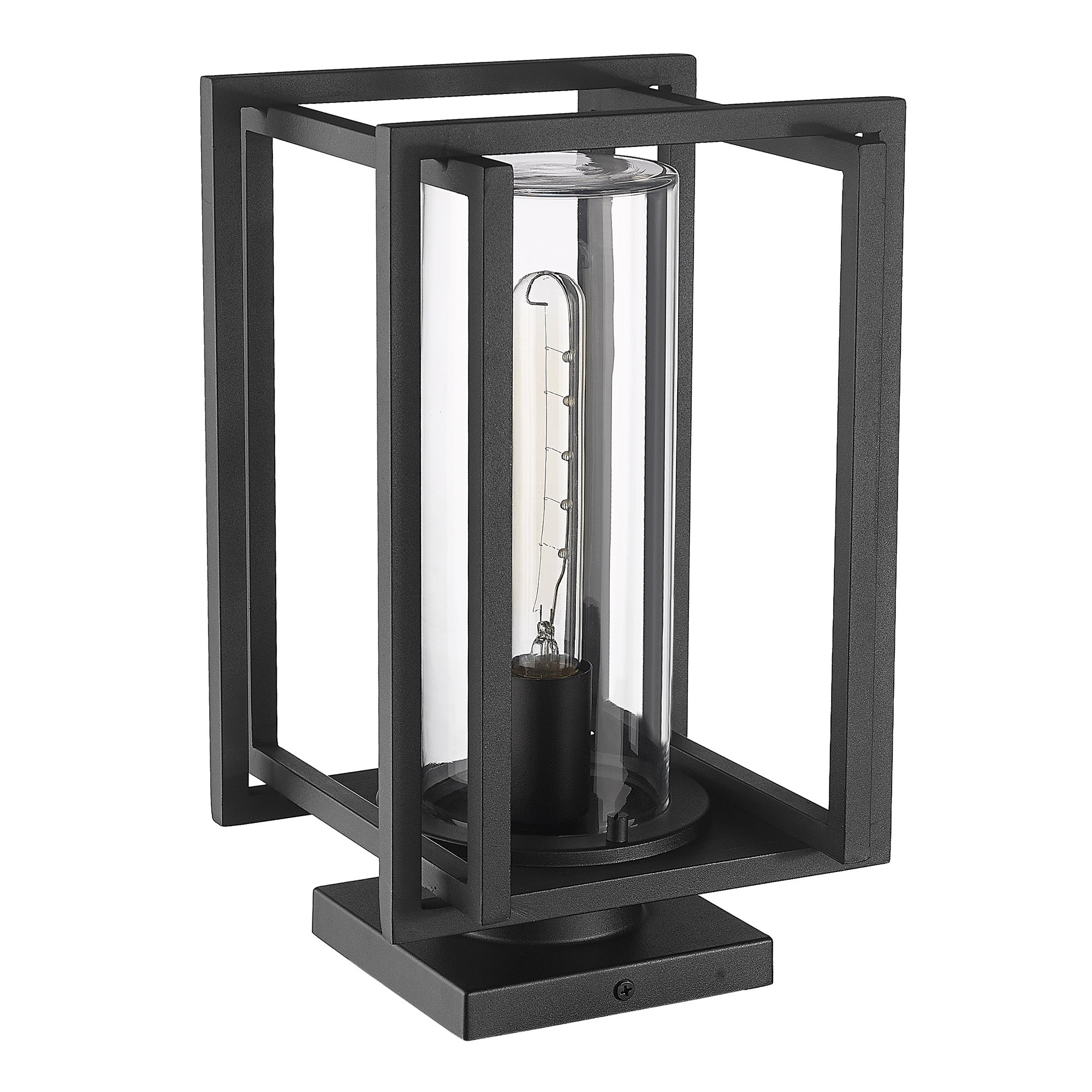 Golden Lighting Tribeca 1-light Outdoor Pier Mount in Natural Black and Clear Glass - - Golden Lighting