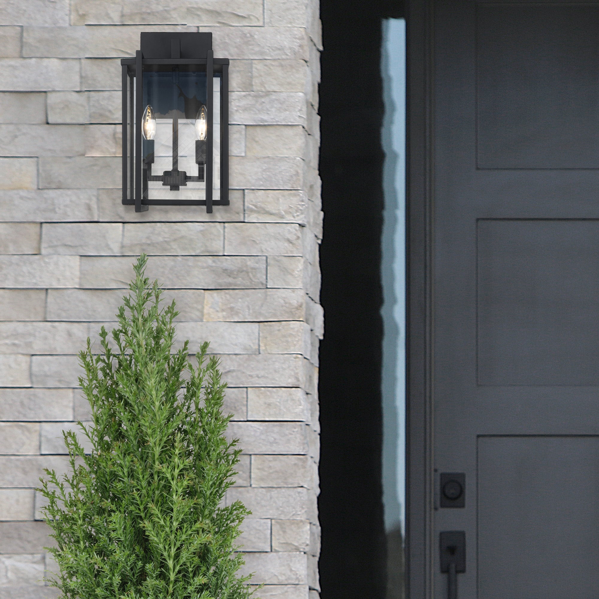 Golden Lighting Tribeca 2-light Outdoor Wall in Natural Black - - Golden Lighting