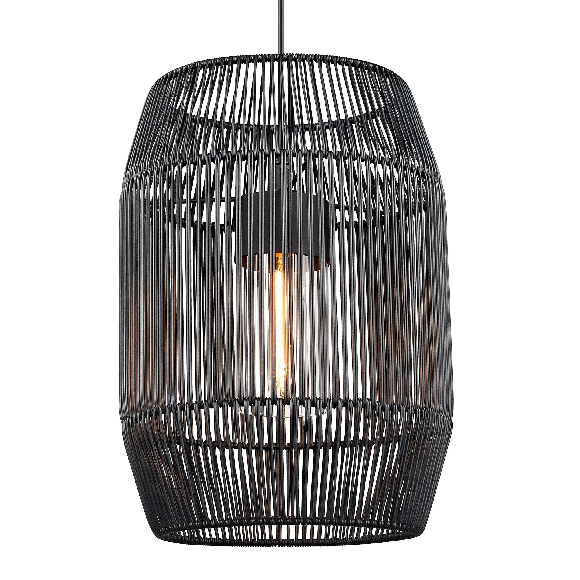 Golden Lighting Seabrooke 1-light Outdoor Pendant in Natural Black and Black Composite Wicker - - Golden Lighting