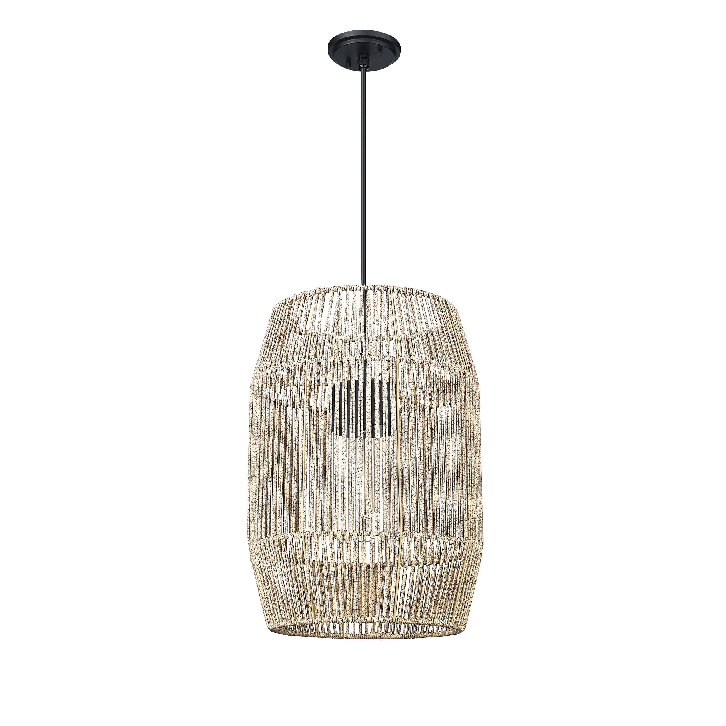 Golden Lighting Seabrooke 1-light Outdoor Pendant in Natural Black and Summer Sands shade - - Golden Lighting