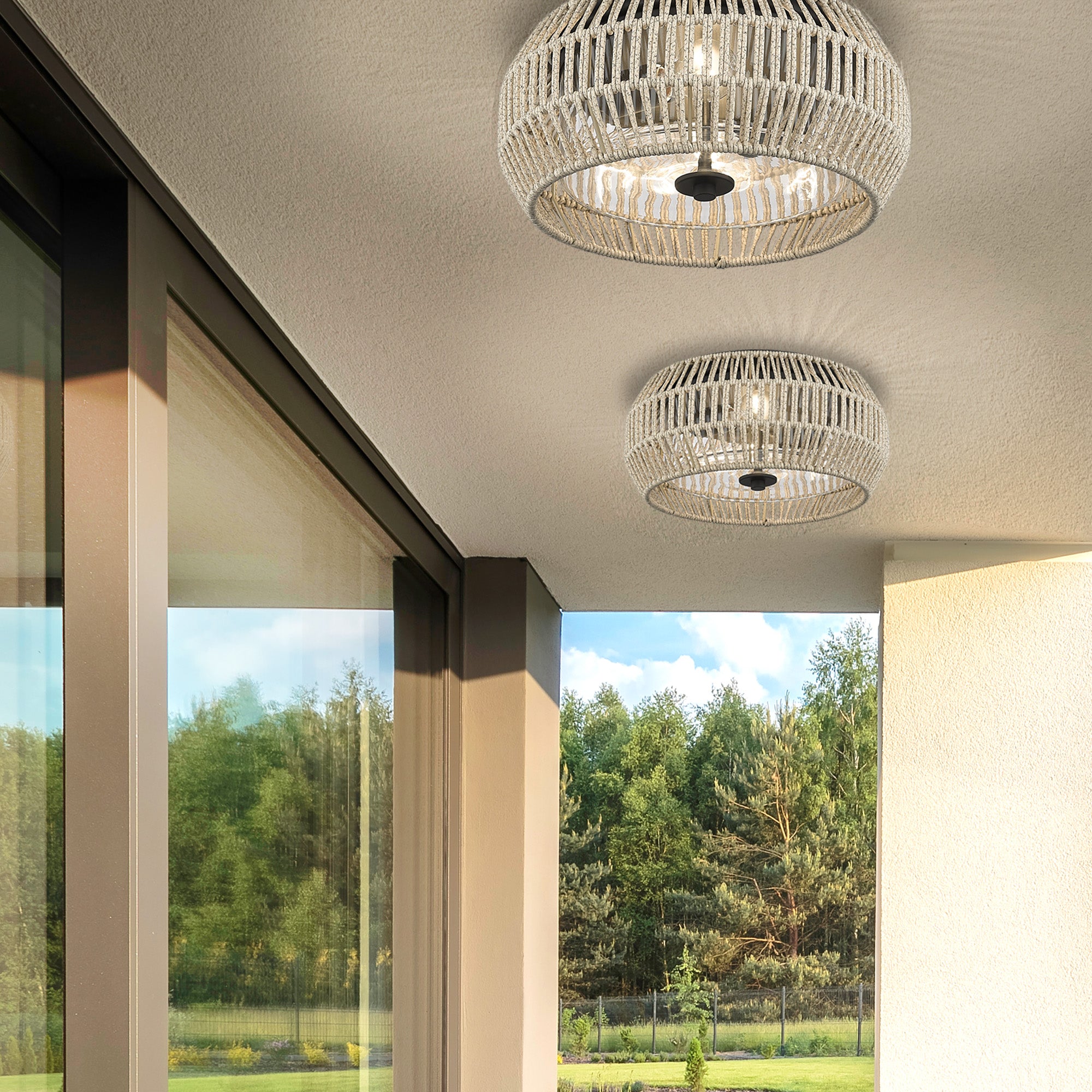 Golden Lighting Seabrooke 2-light Outdoor Ceiling in Natural Black