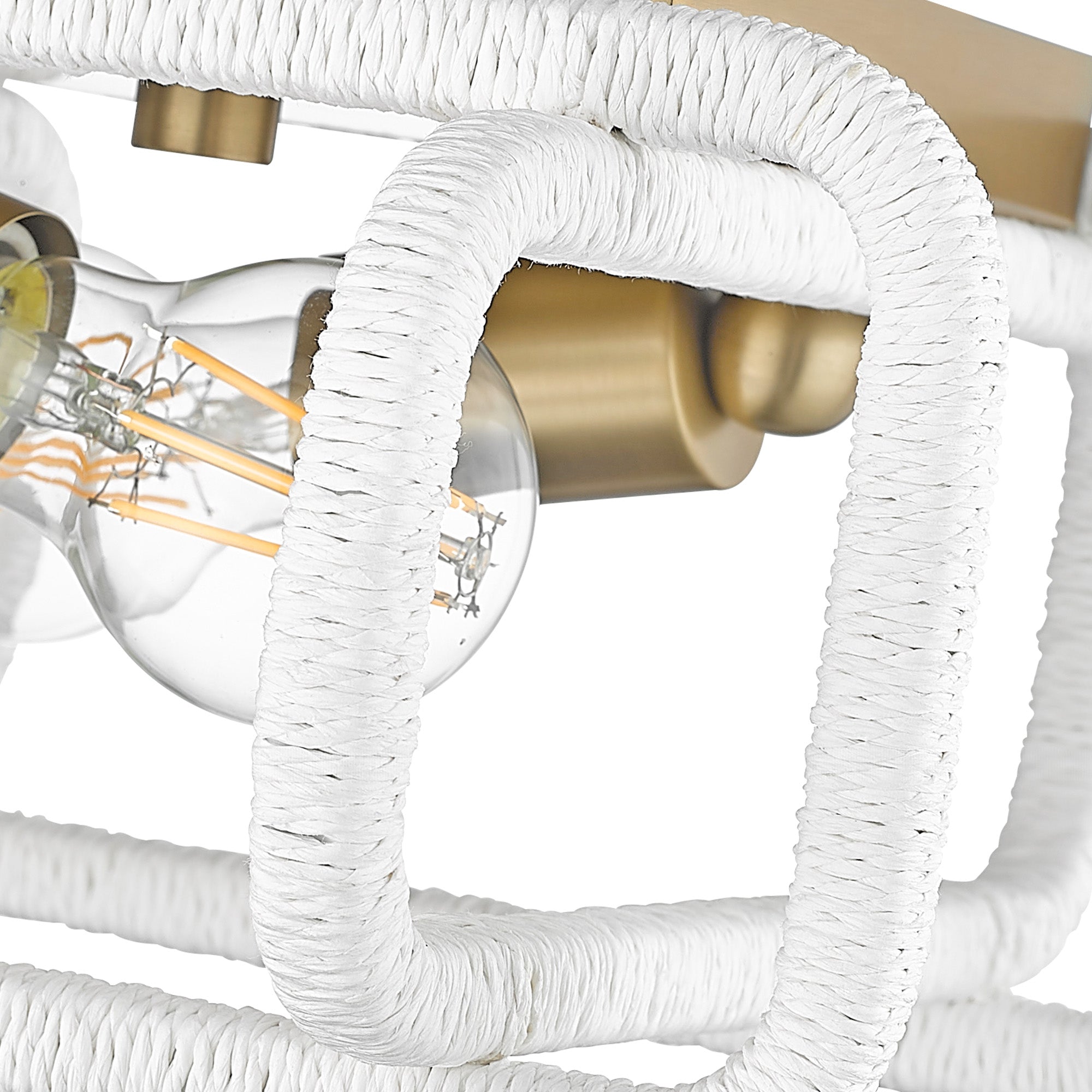 Camden 2-light Flush Mount in Brushed Champagne Brass, shade and glass close-up - Golden Lighting