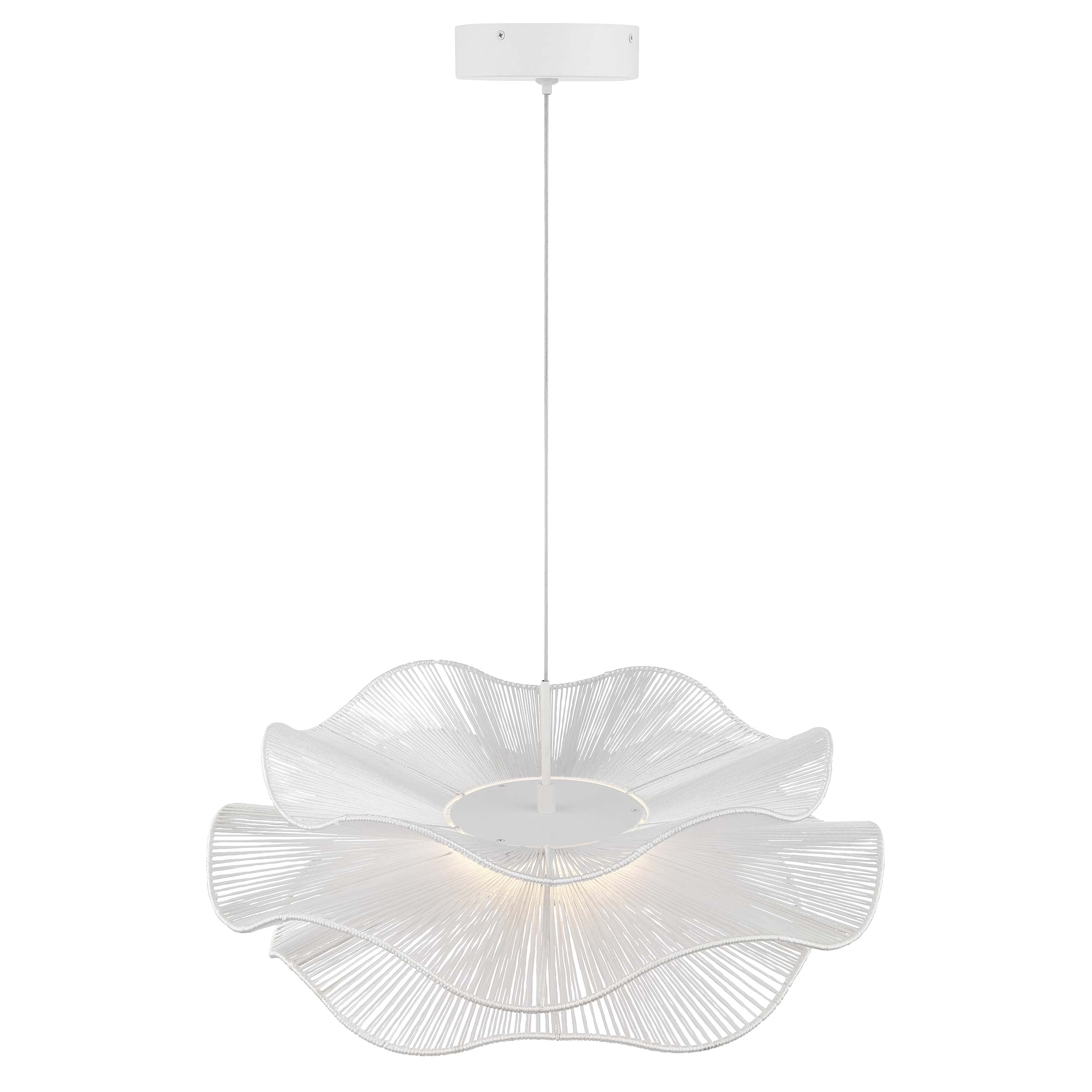 Whisper Integrated LED Pendant in White Rope