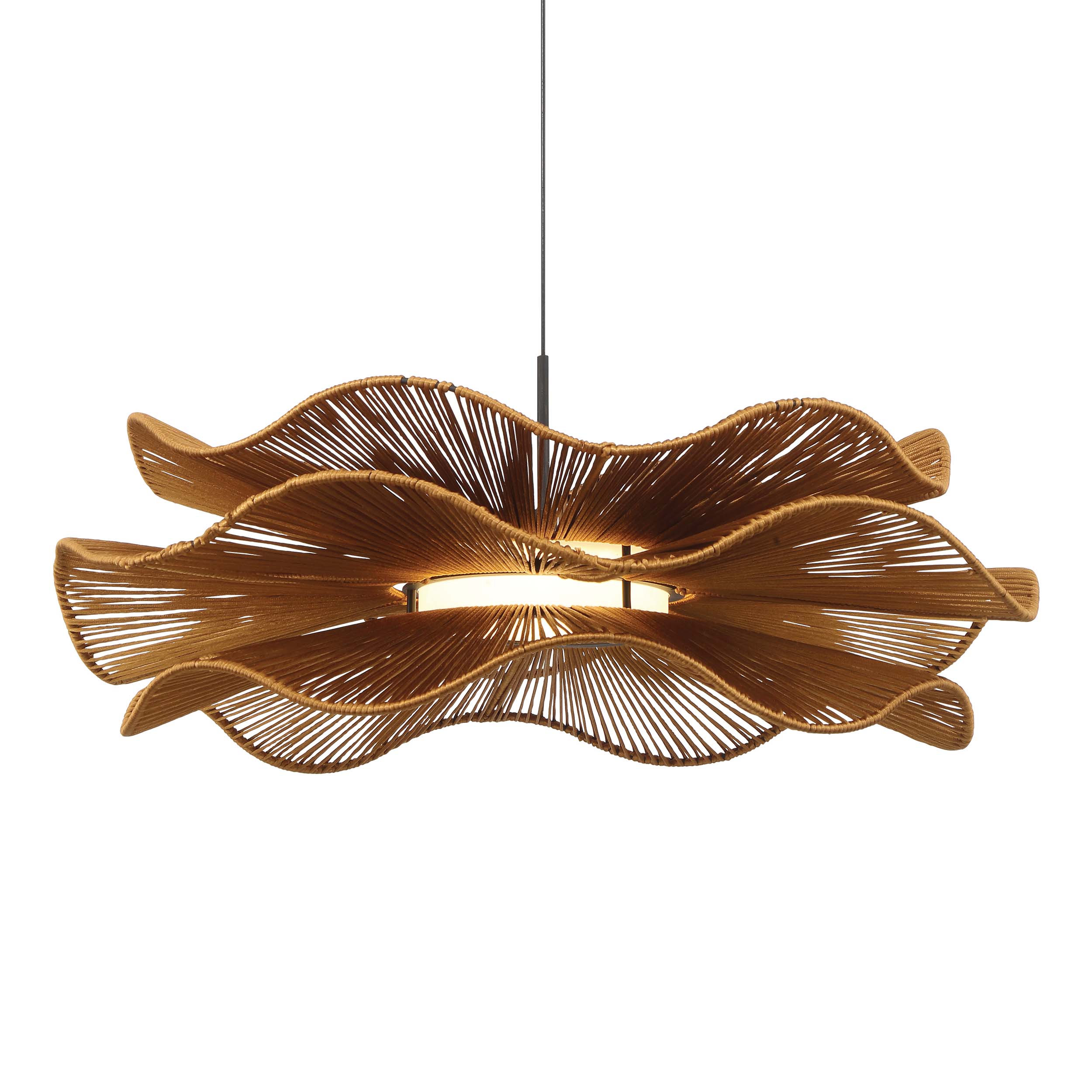 Wry Lighting Whisper Integrated LED Pendant in Latte Rope - - Golden Lighting