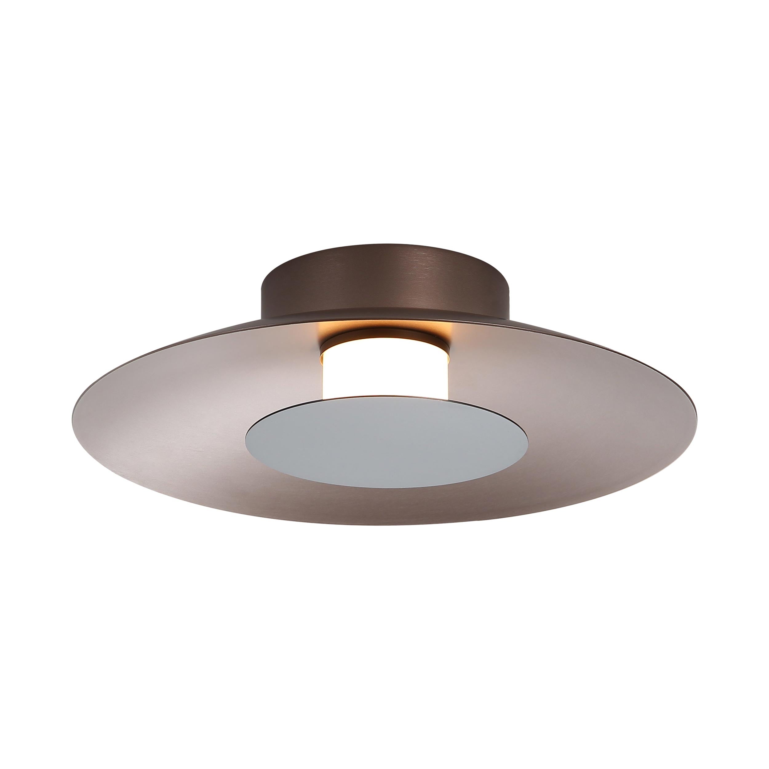 Luma LED Flush Mount - 12" in Coffee Silver with Graphite Shade - Default Title - Golden Lighting