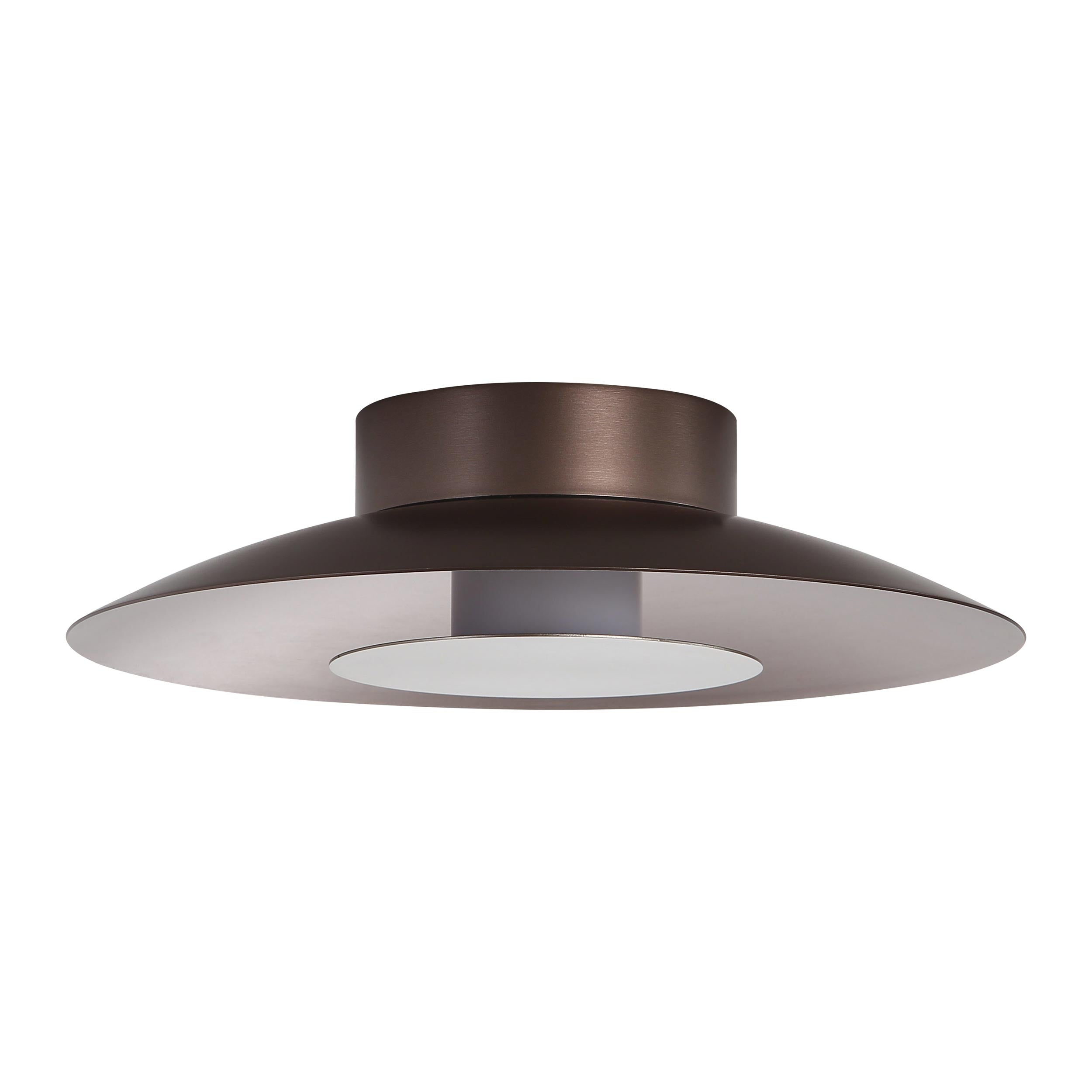 Luma LED Flush Mount - 12" in Coffee Silver with Sand Nickel Shade - - Golden Lighting
