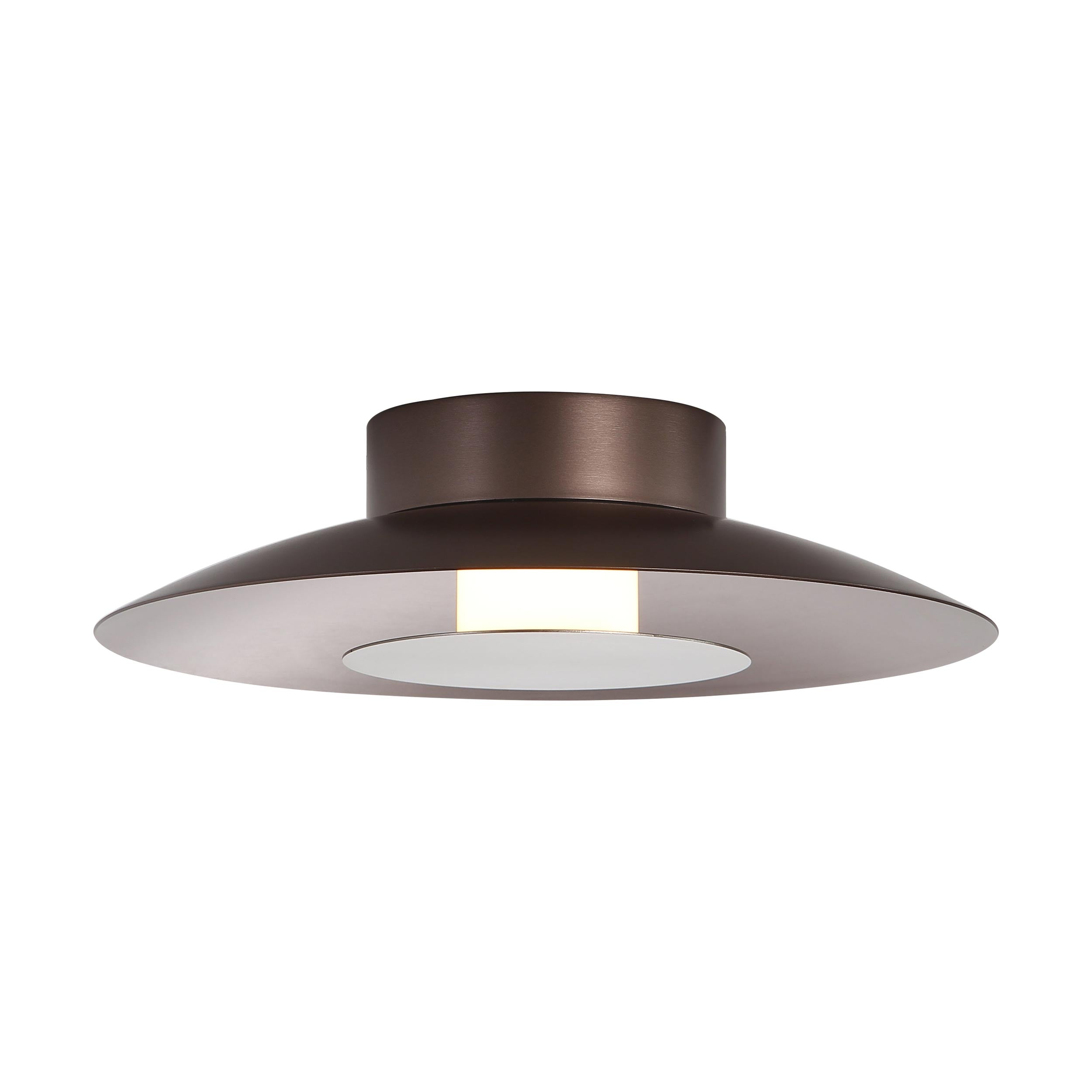 Luma LED Flush Mount - 12" in Coffee Silver with Sand Nickel Shade - Default Title - Golden Lighting