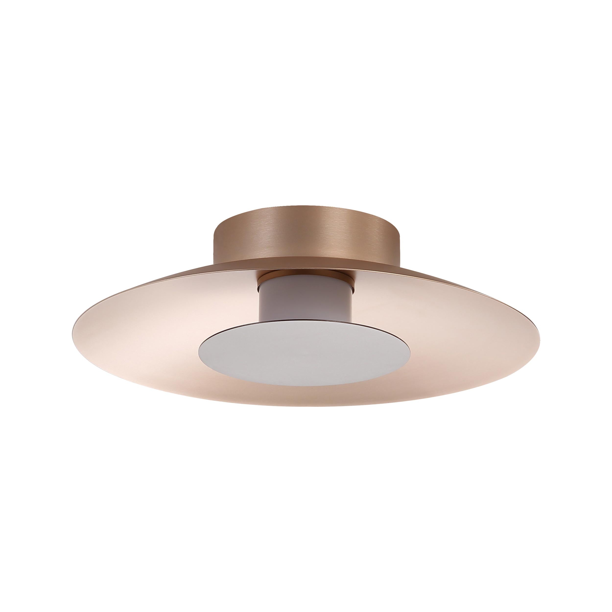 Luma LED Flush Mount - 12" in French Gold with Coffee Silver Shade - - Golden Lighting