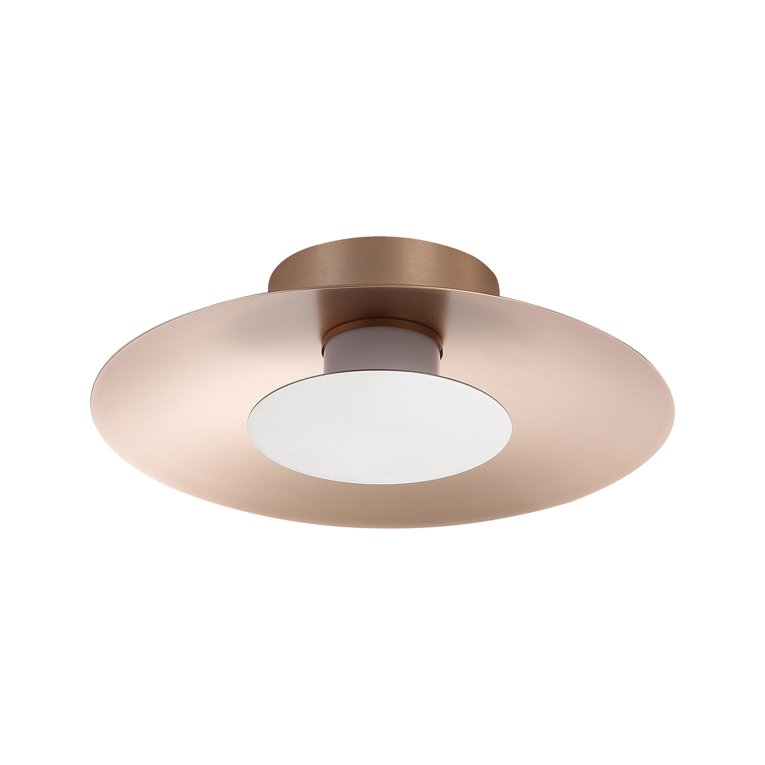 Luma LED Flush Mount - 12" in French Gold with Sand Nickel Shade - - Golden Lighting
