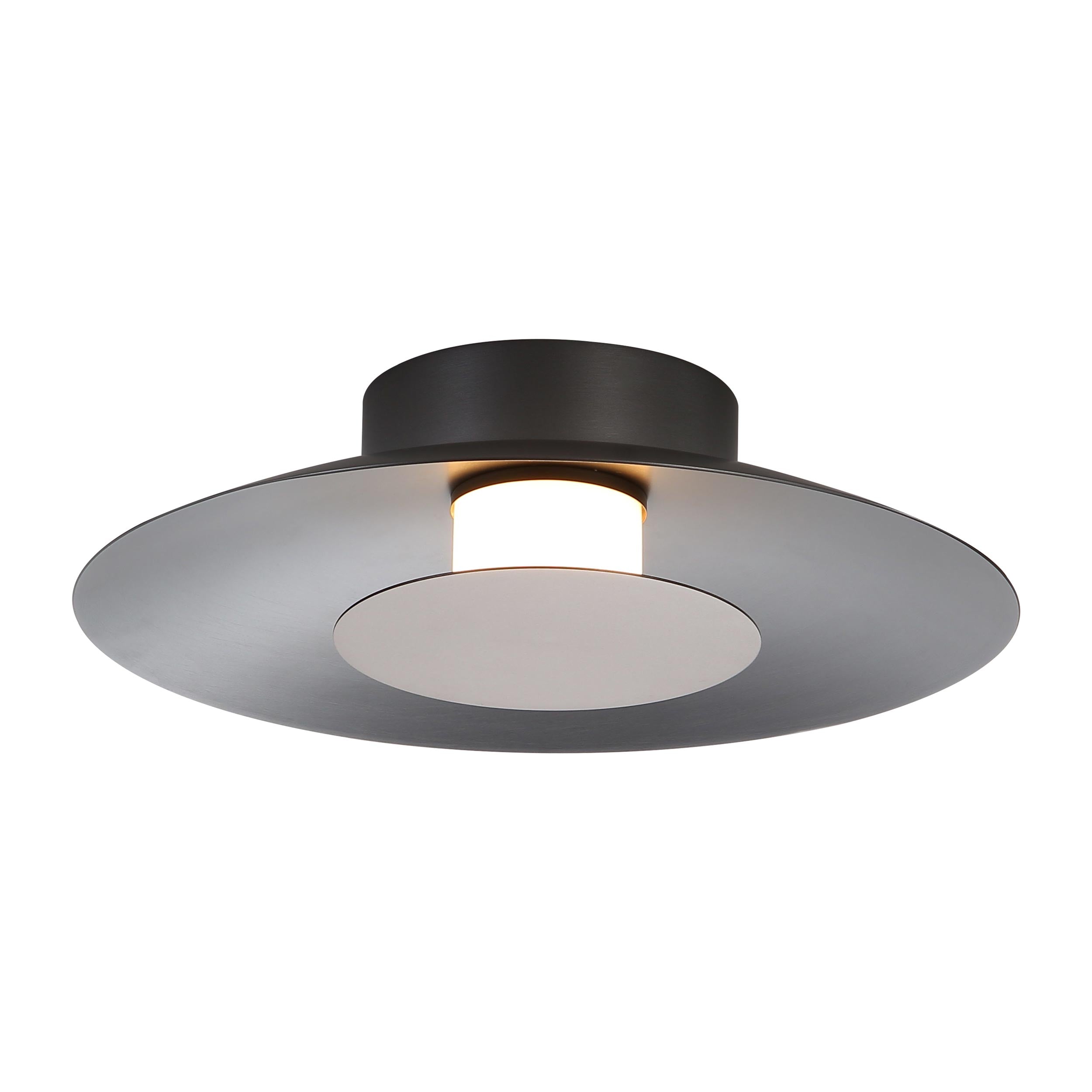 Luma LED Flush Mount - 12" in Graphite with Coffee Silver Shade - Default Title - Golden Lighting