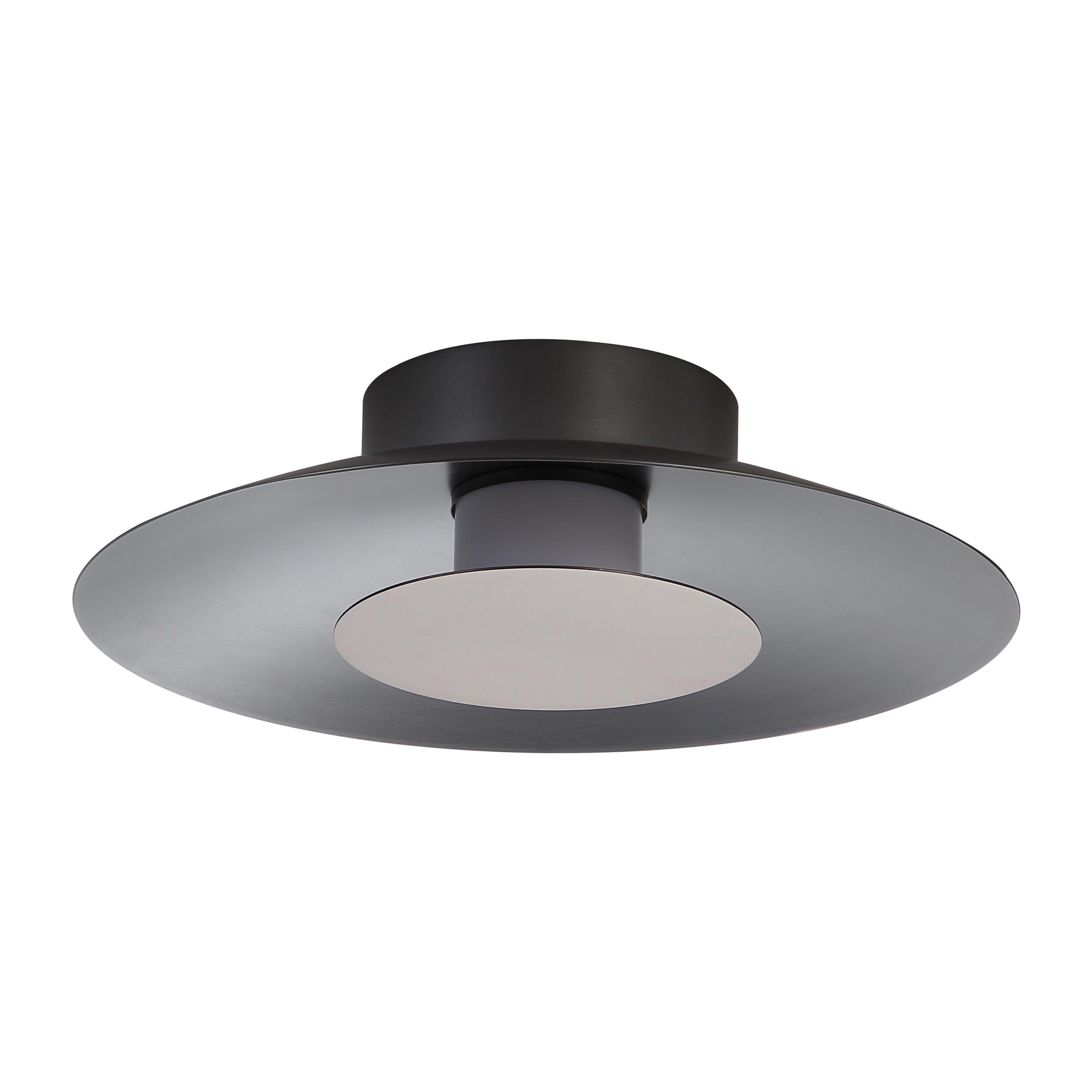 Luma LED Flush Mount - 12" in Graphite with Coffee Silver Shade - - Golden Lighting