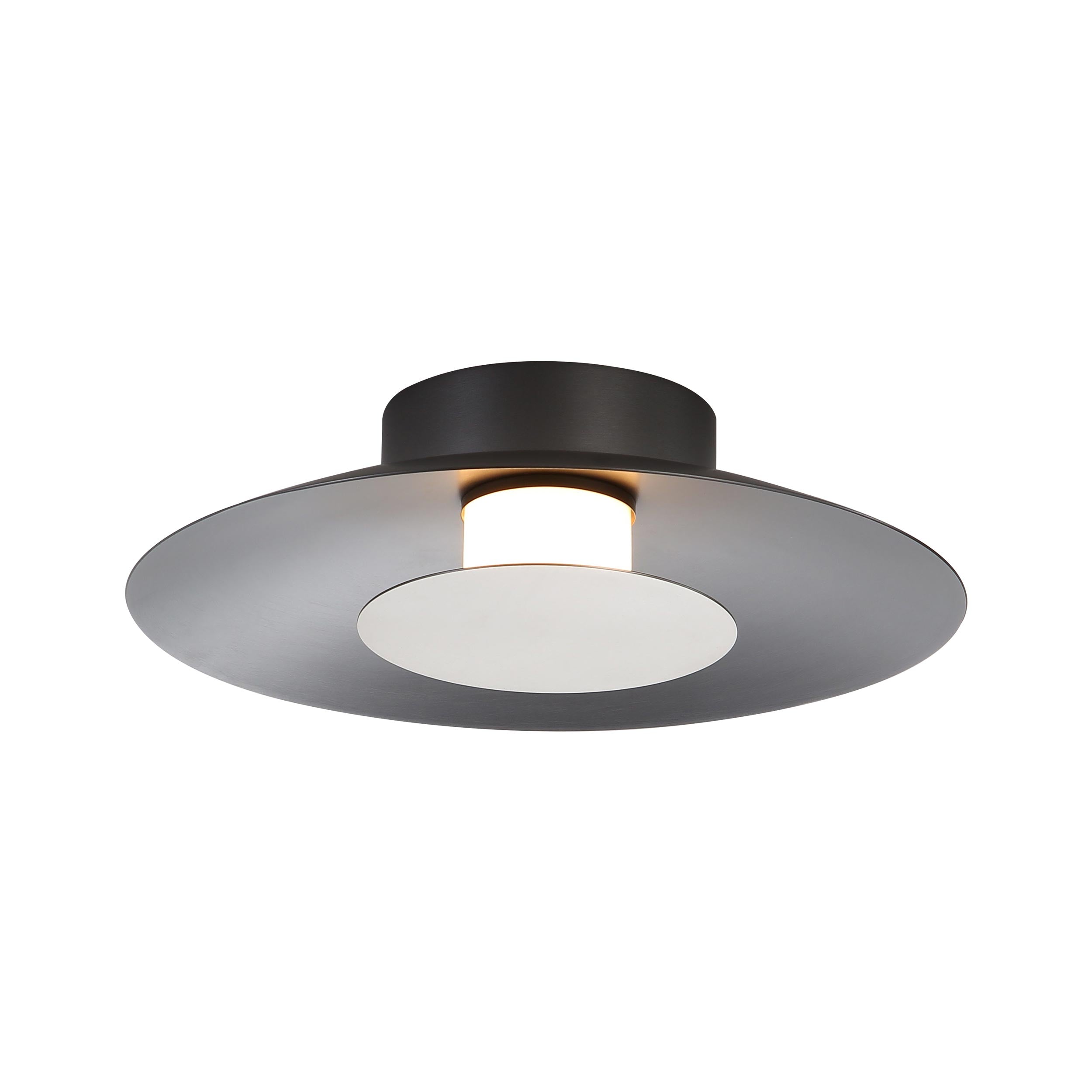 Luma LED Flush Mount - 12" in Graphite with Sand Nickel Shade - Default Title - Golden Lighting