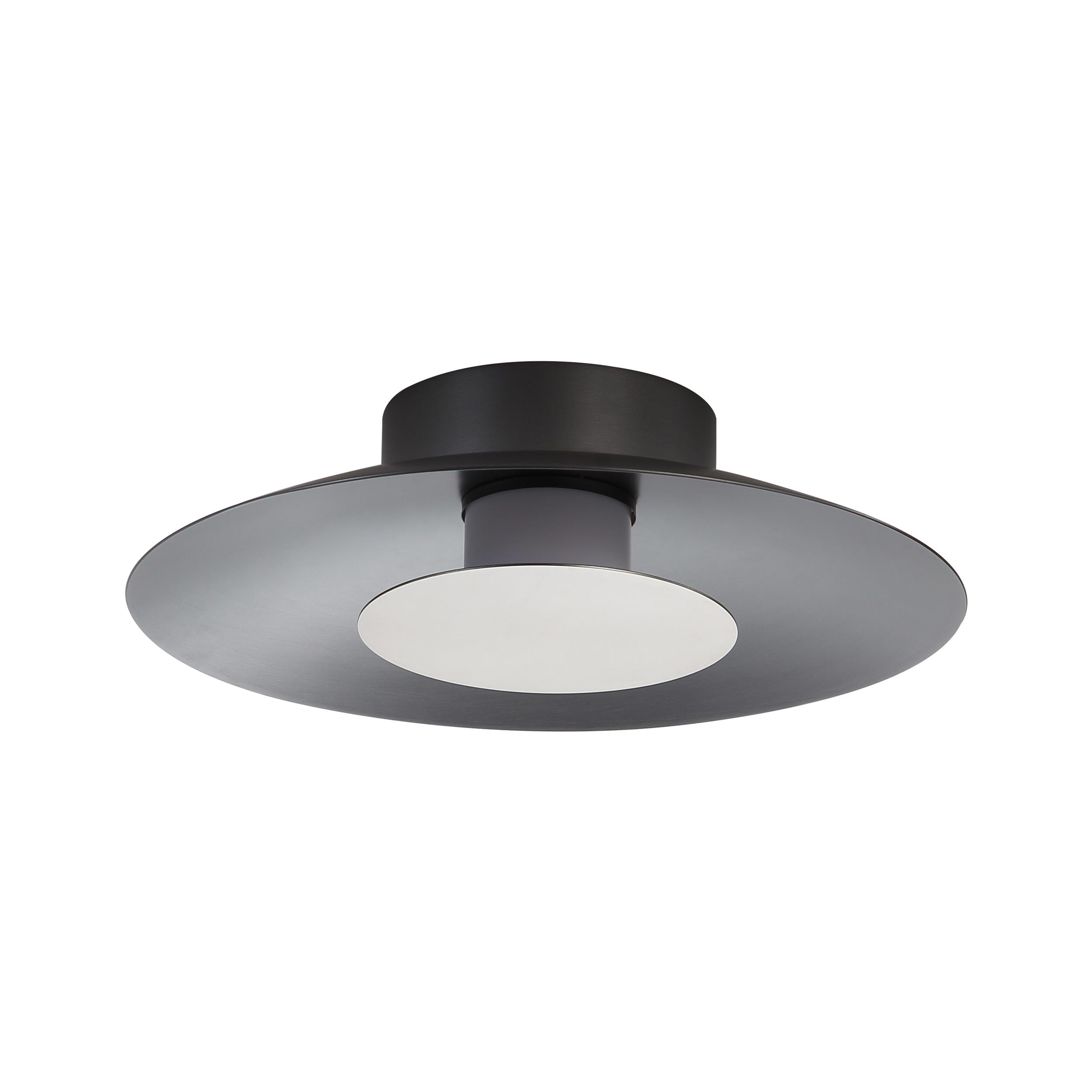 Luma LED Flush Mount - 12" in Graphite with Sand Nickel Shade - - Golden Lighting