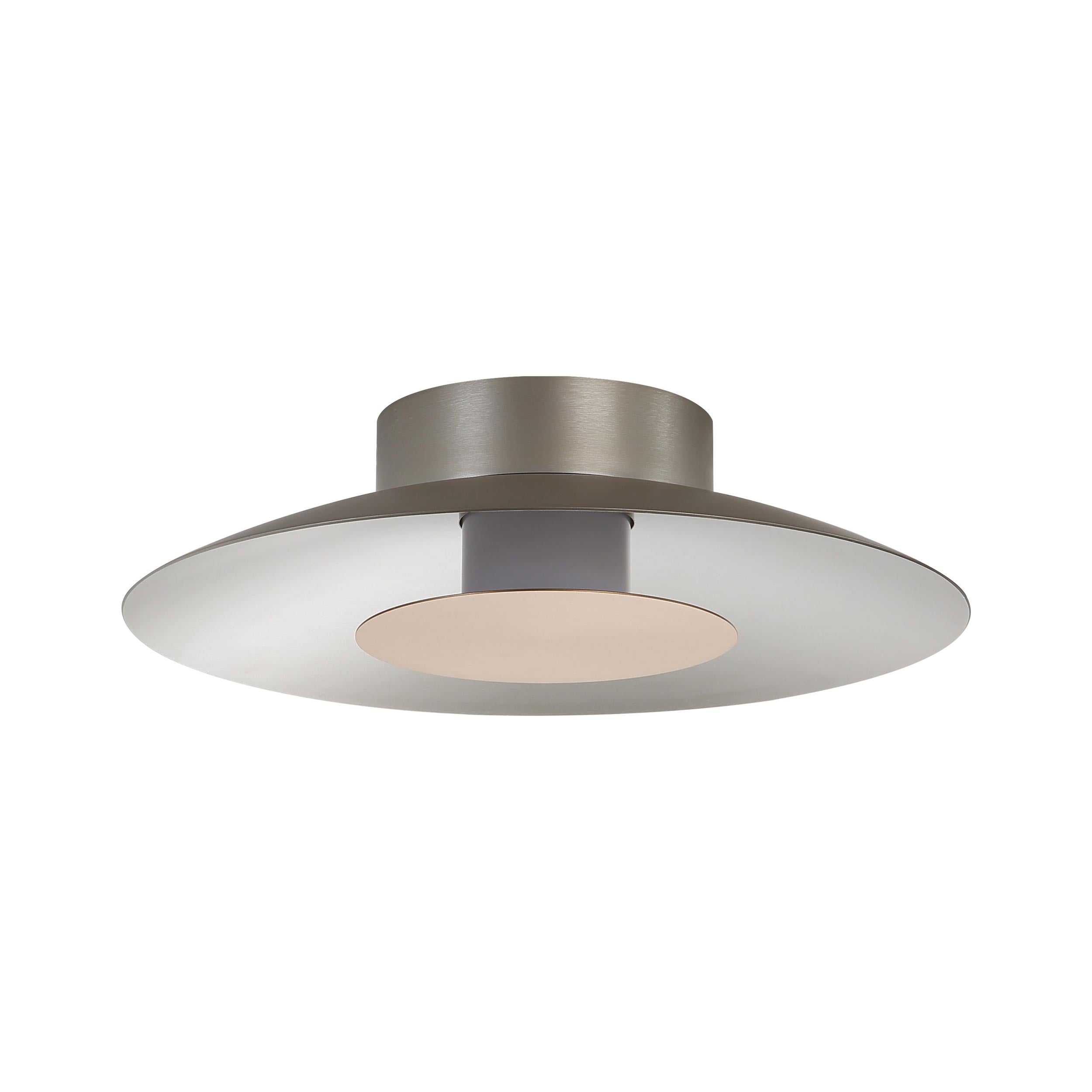 Luma LED Flush Mount - 12" in Sand Nickel with French Gold Shade - - Golden Lighting