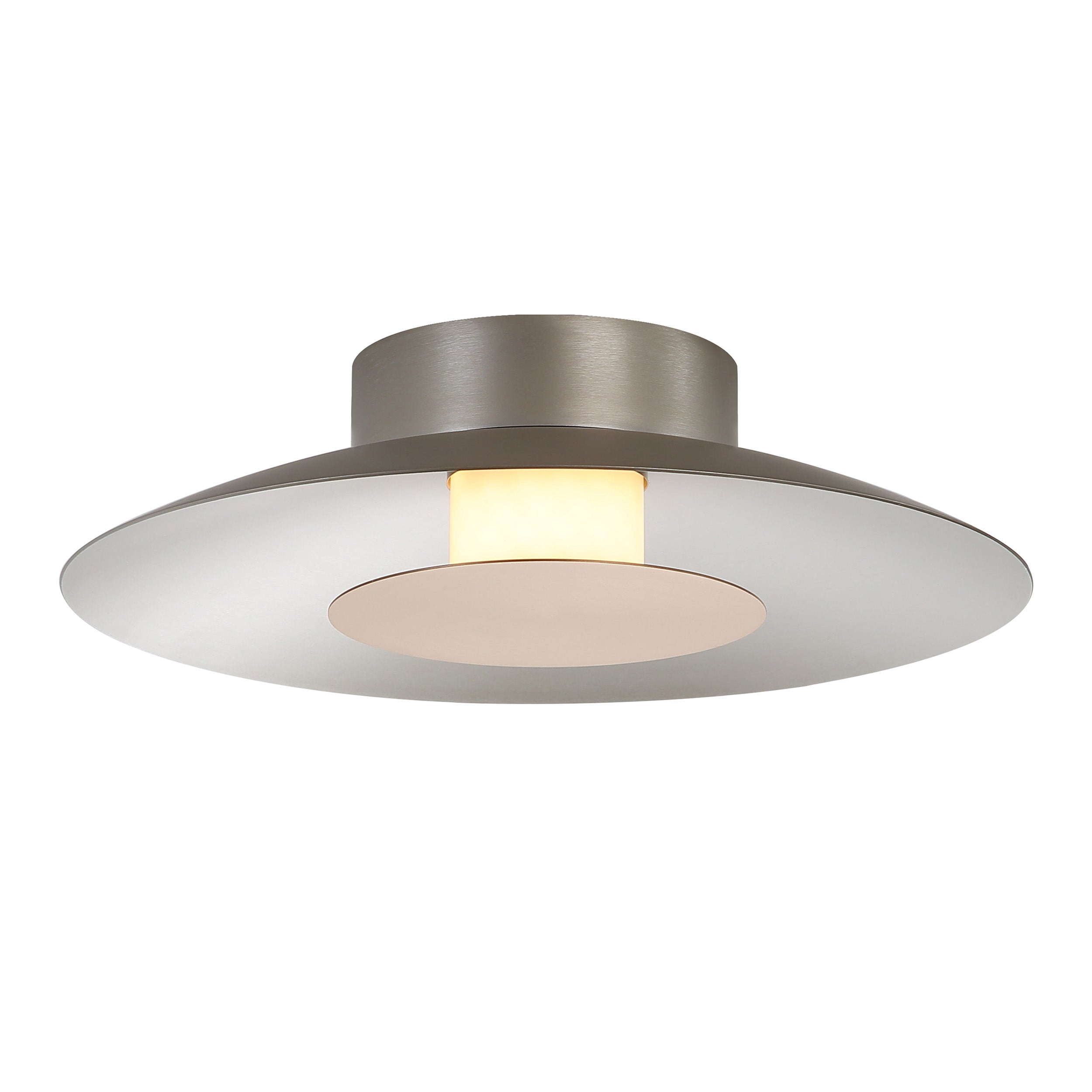 Yep by Golden Lighting Luma Integrated LED Flush Mount in Sand Nickel and French Gold shade - - Golden Lighting